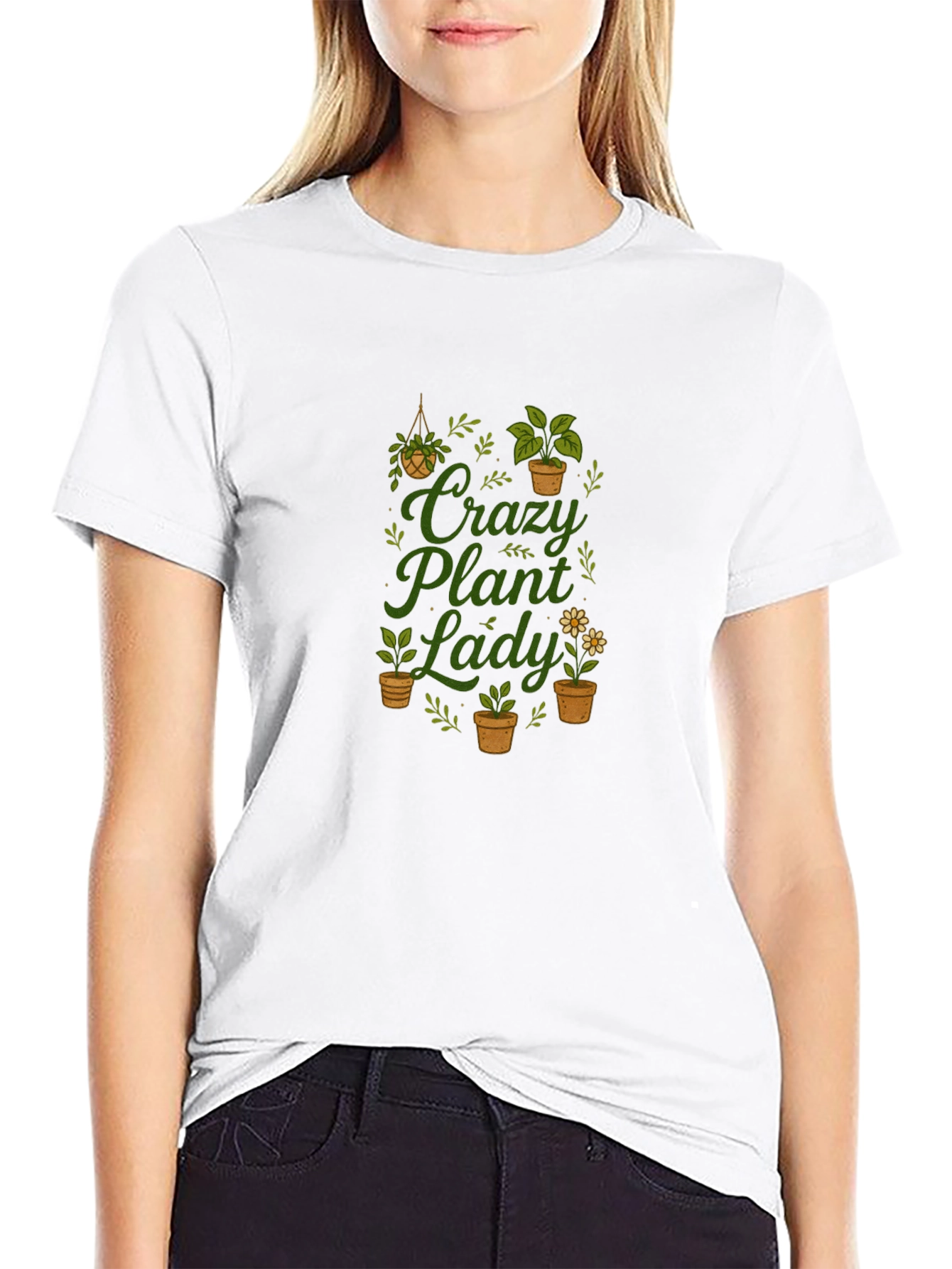 Crazy Plant Lady Graphic Tee - Black Cotton T-Shirt