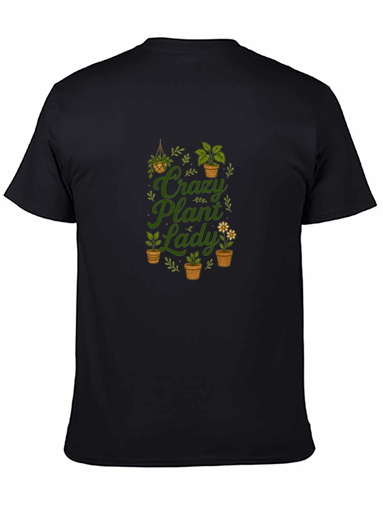 Crazy Plant Lady Graphic Tee - Black Cotton T-Shirt