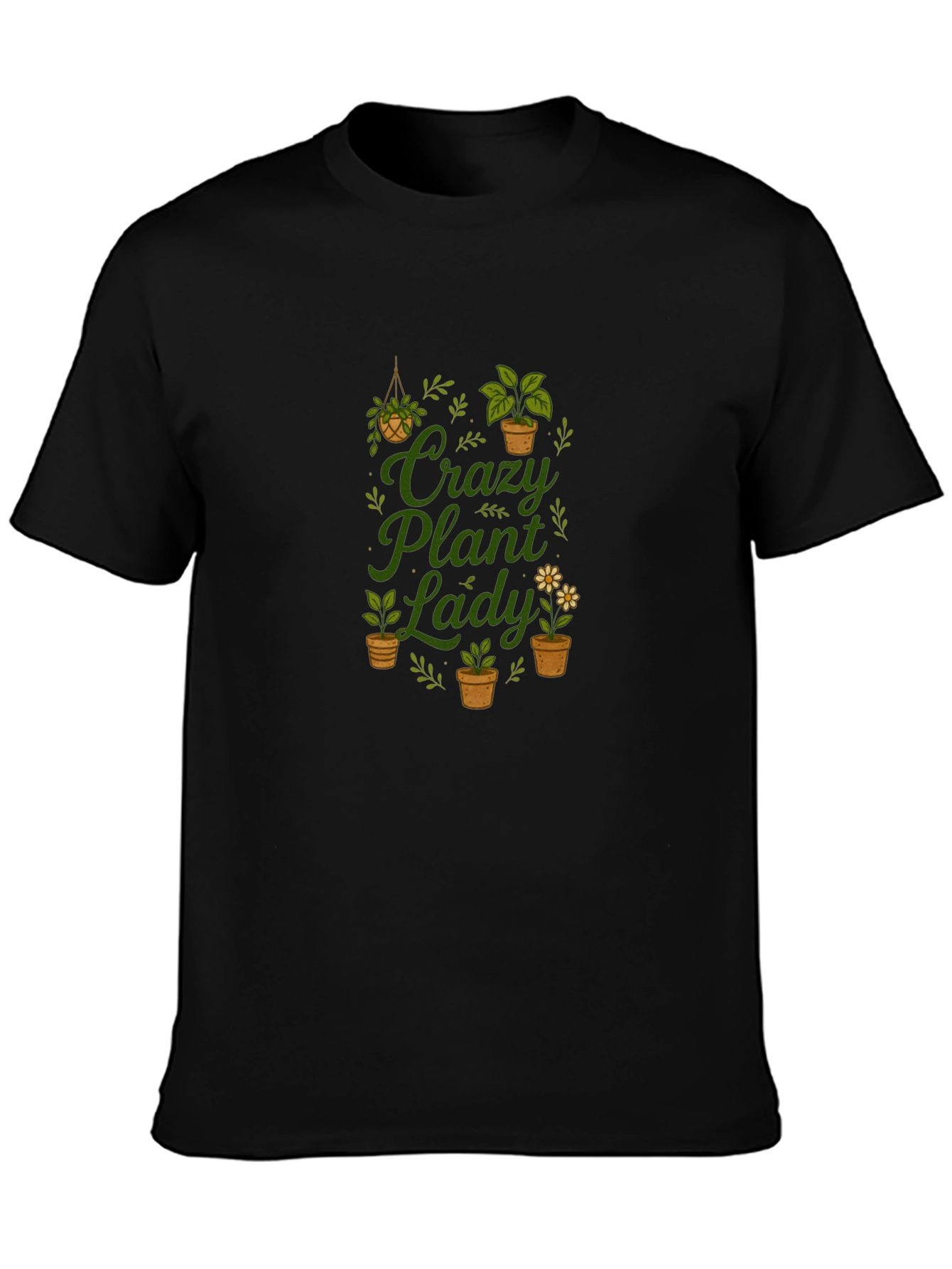 Crazy Plant Lady Graphic Tee - Black Cotton T-Shirt