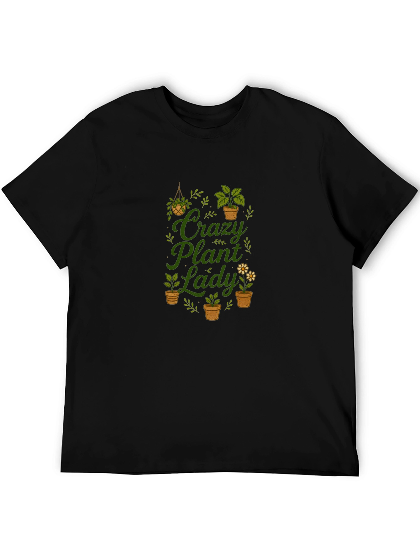 Crazy Plant Lady Graphic Tee - Black Cotton T-Shirt