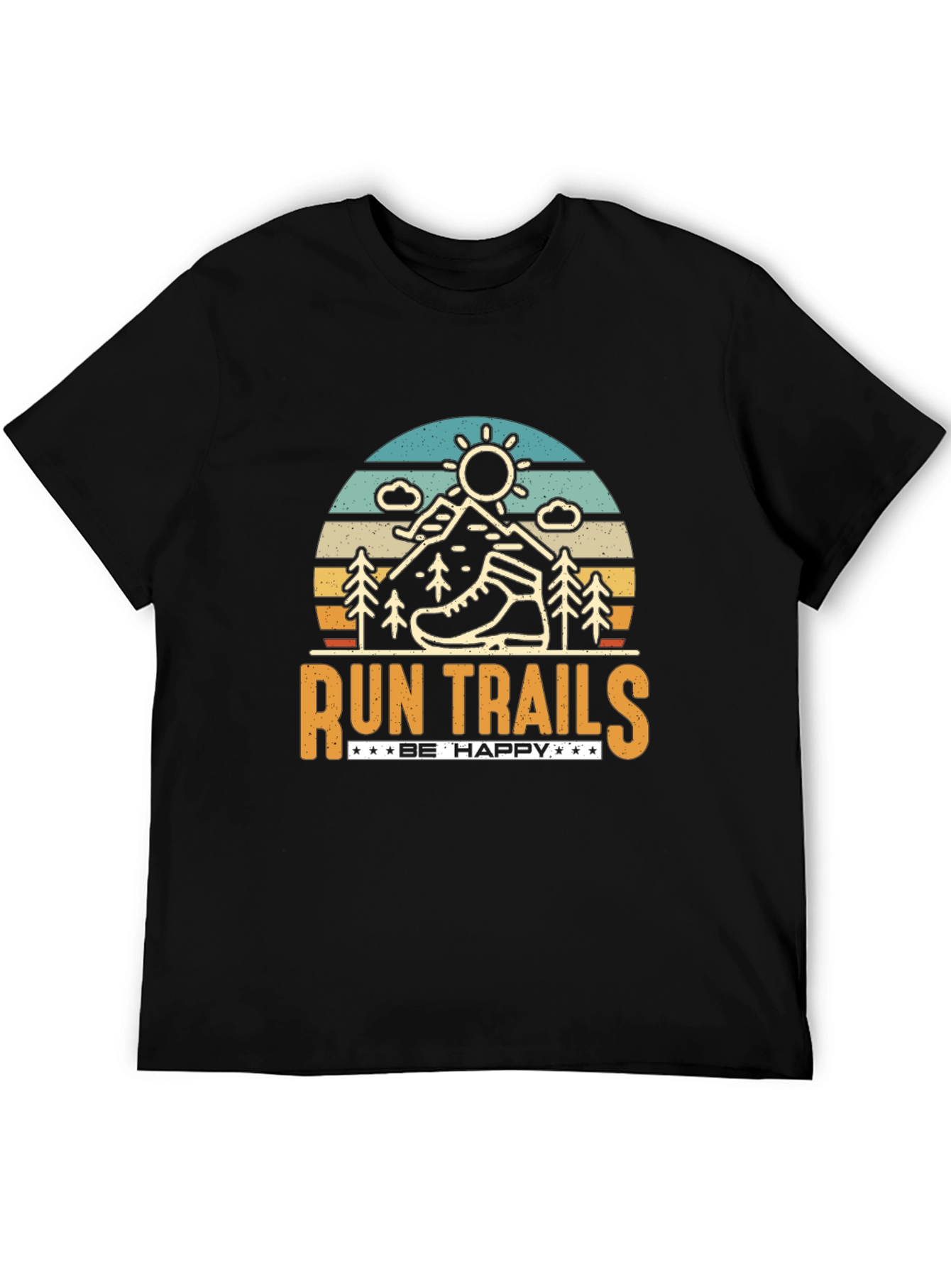 Run Trails Be Happy Graphic T-Shirt