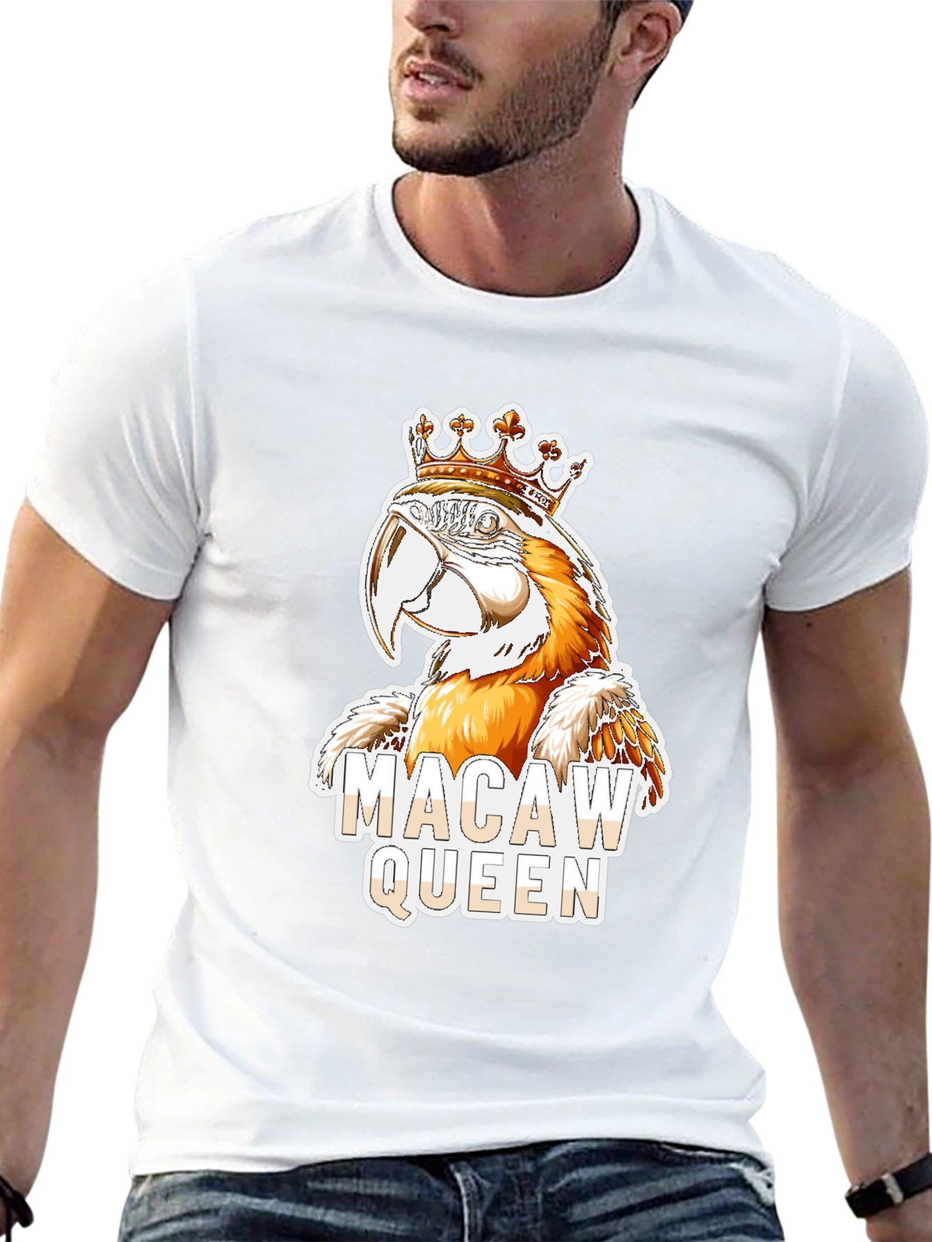 Macaw Queen Graphic T-Shirt - Parrot Lover Tee