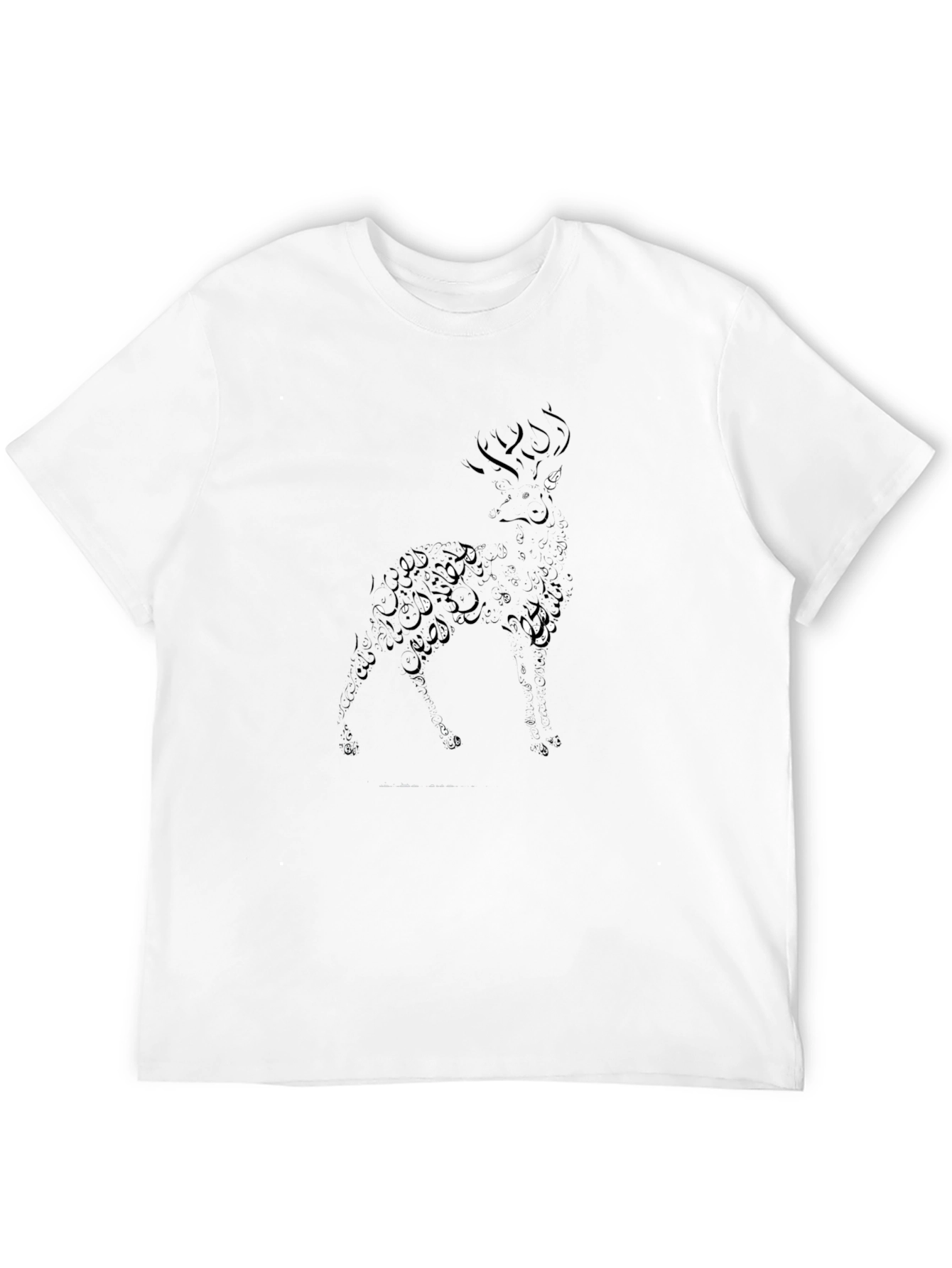 Abstract Deer Graphic Tee - Black