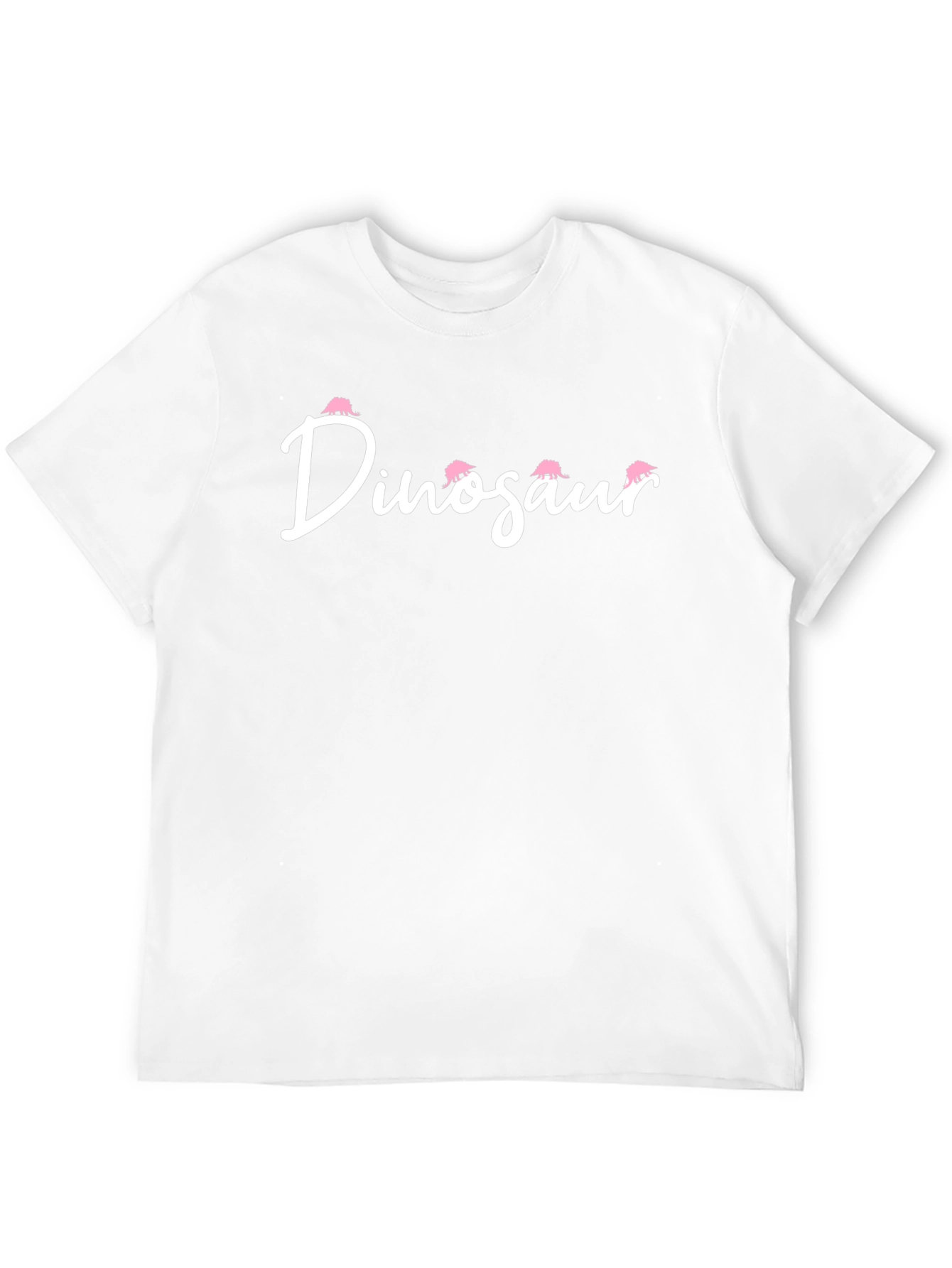 Dinosaur Pink Stegosaurus Black Cotton Graphic T-Shirt