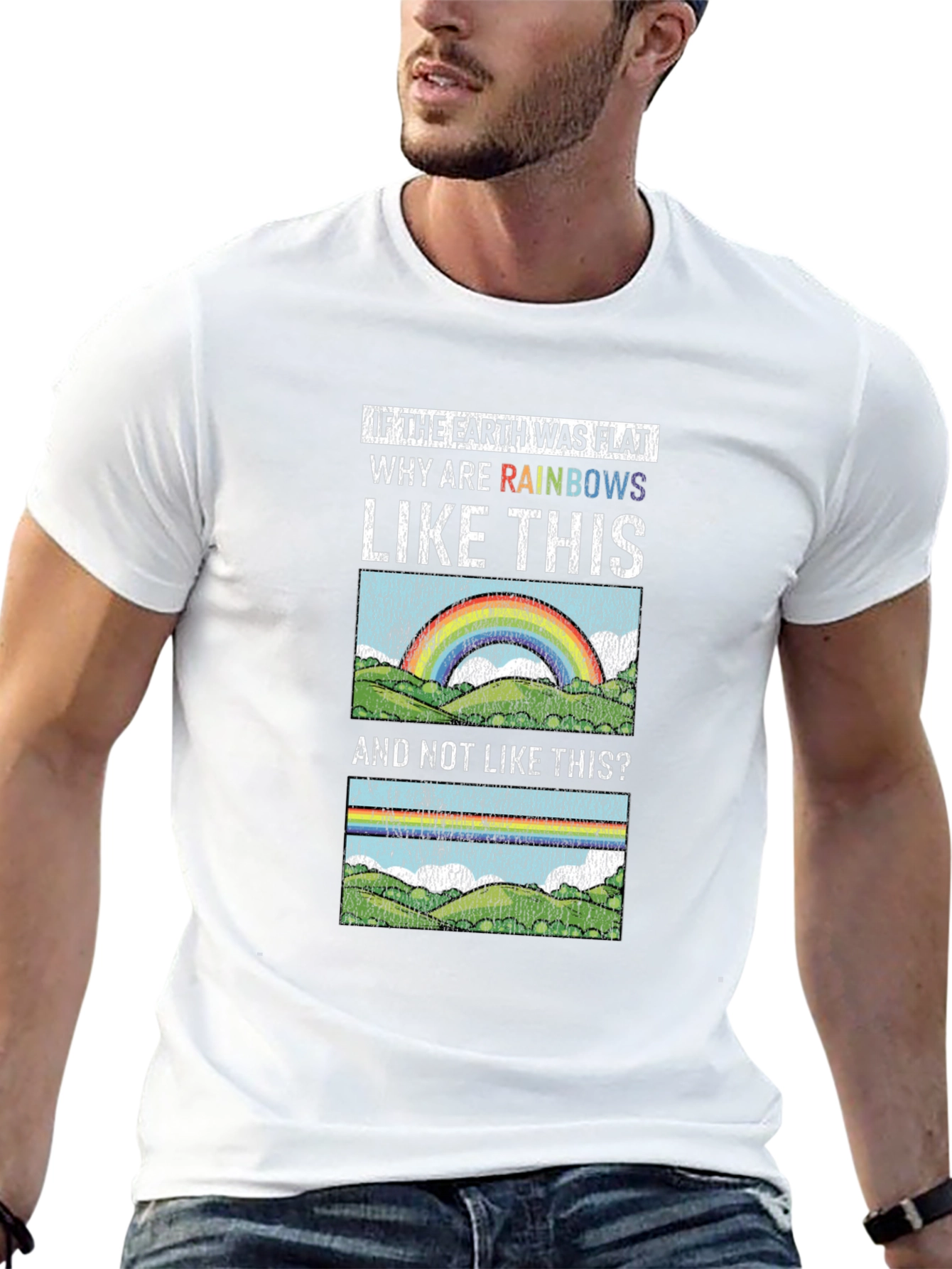 Flat Earth Rainbows Graphic T-Shirt