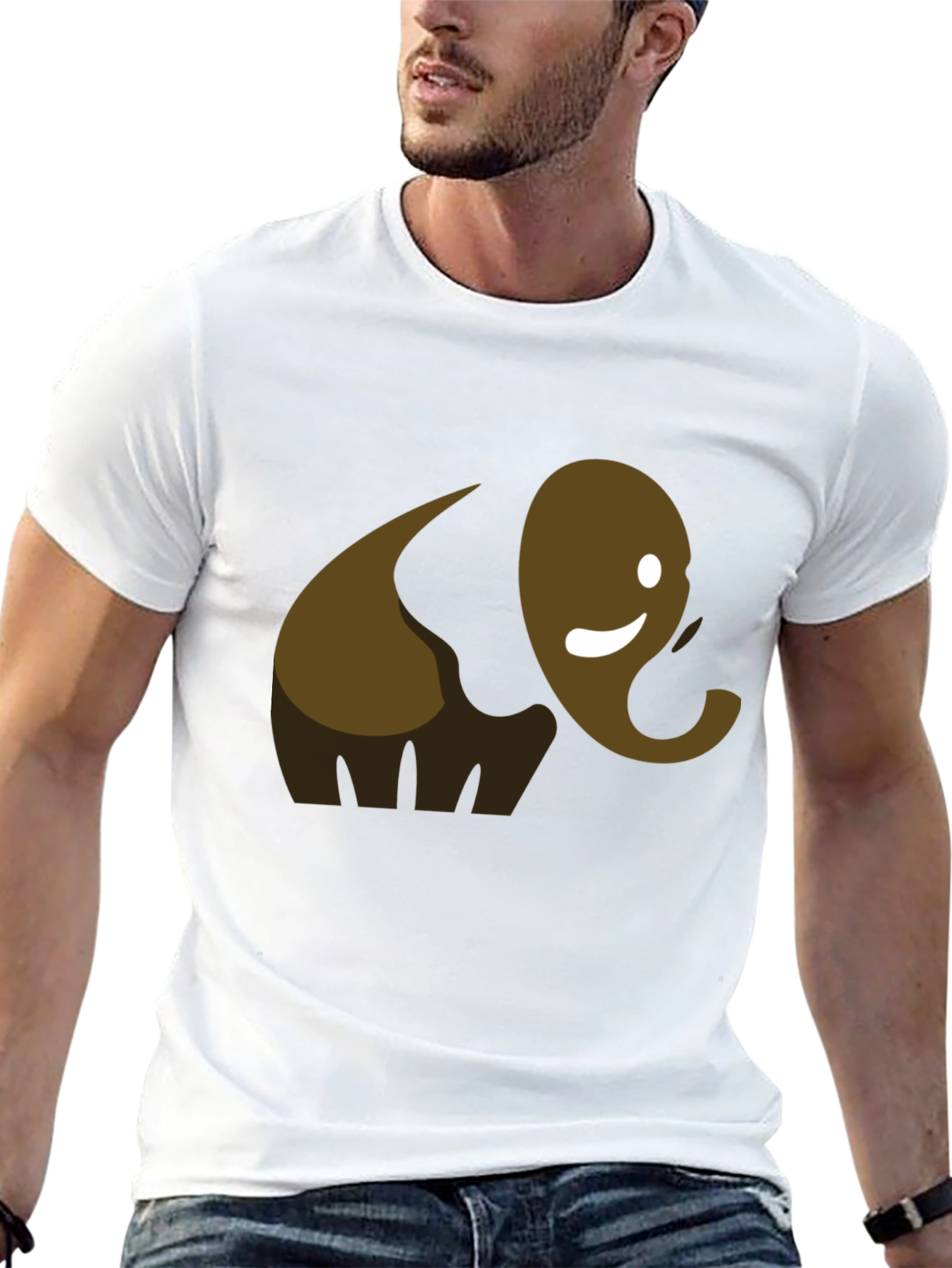 Cute Elephant Graphic Tee - Black Cotton T-Shirt
