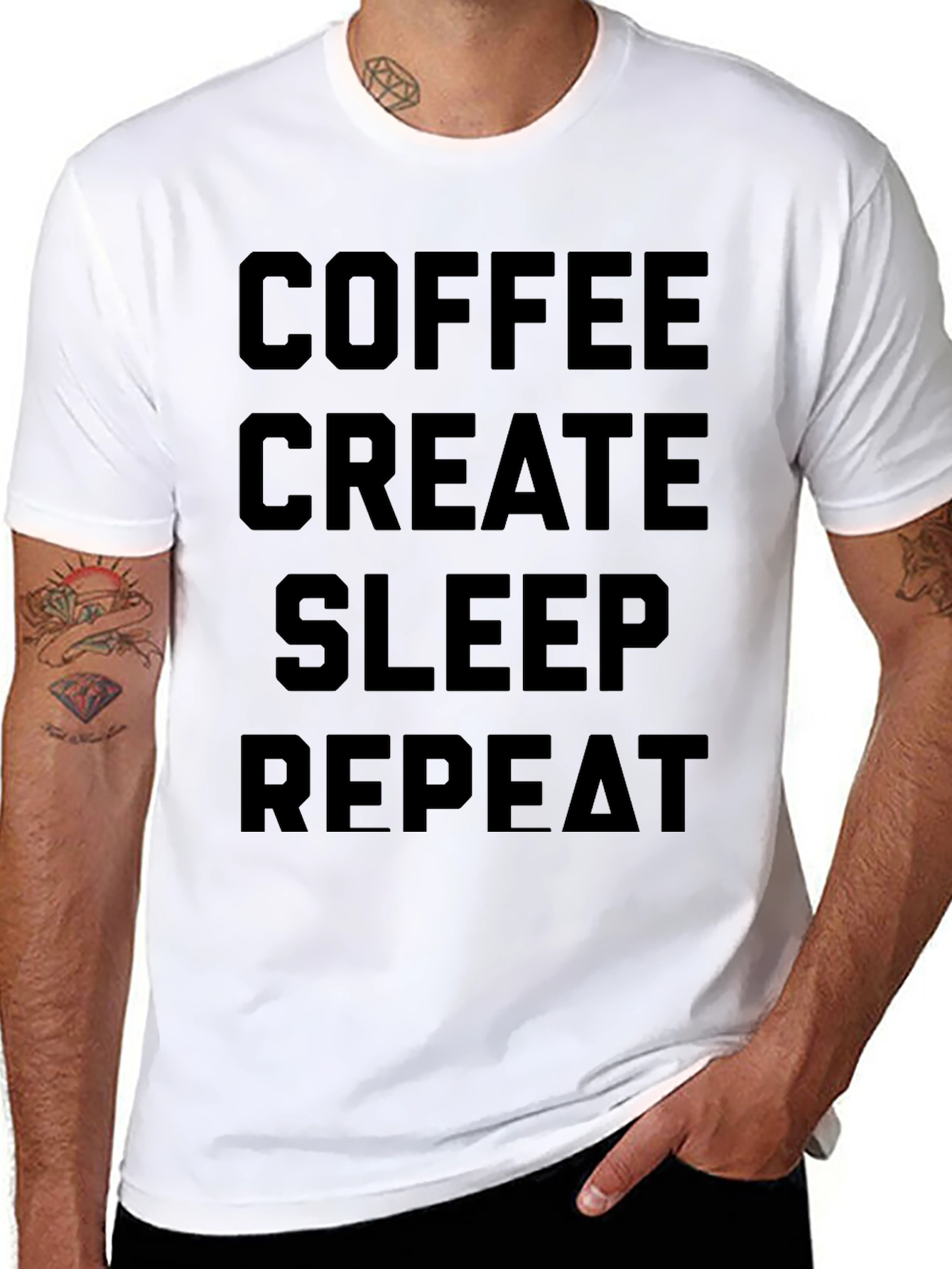 Coffee Create Sleep Repeat Black T-Shirt