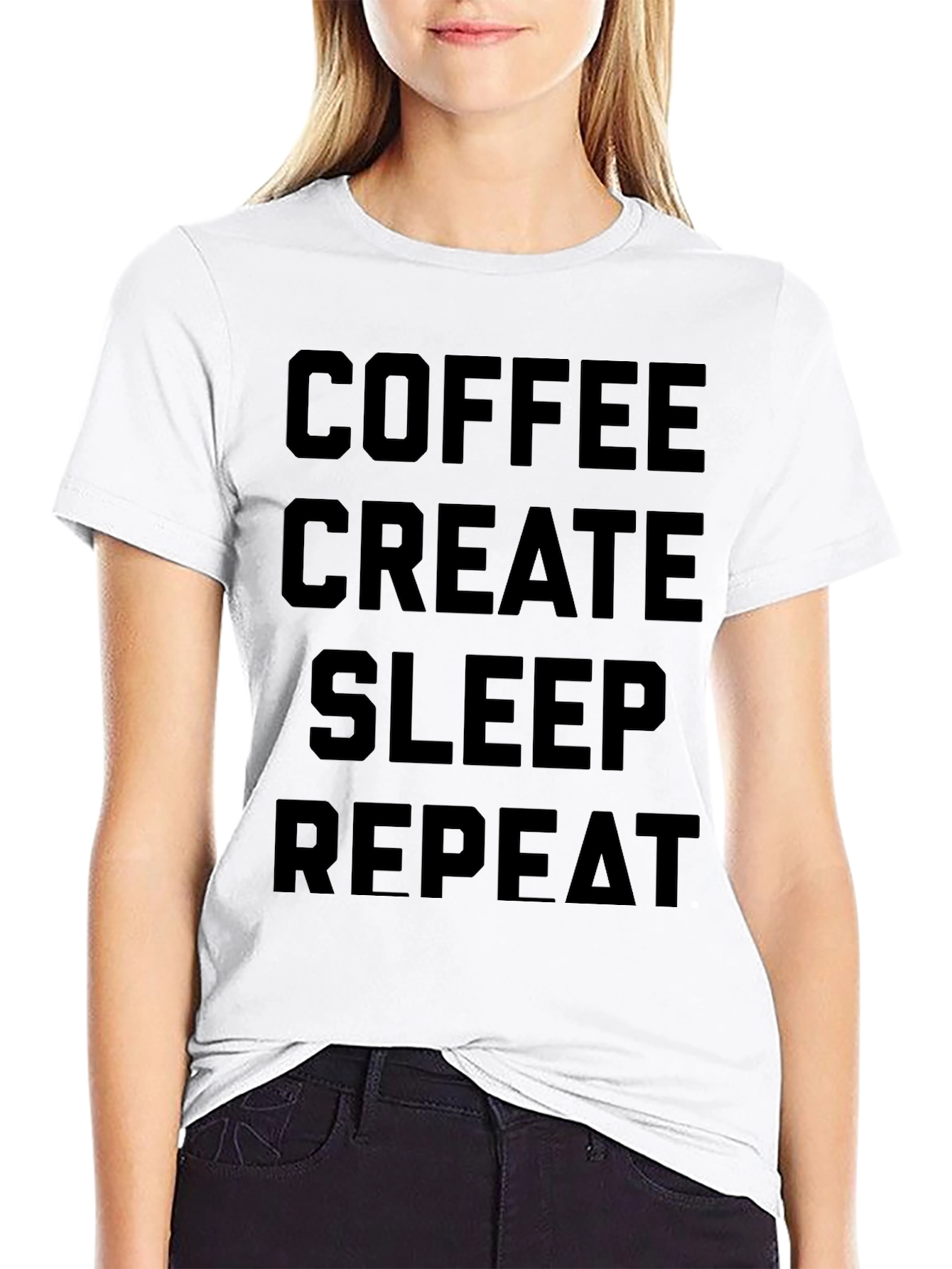 Coffee Create Sleep Repeat Black T-Shirt