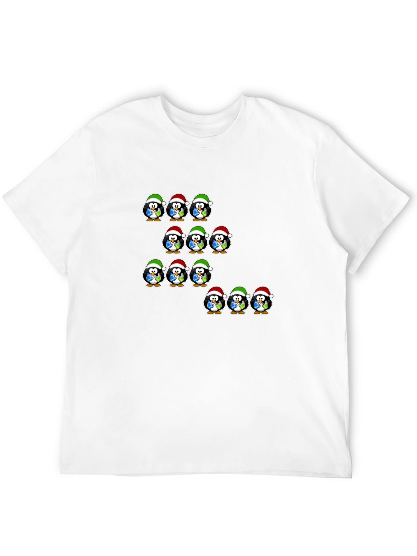 Festive Penguin Santa Hat T-Shirt - Holiday Cheer