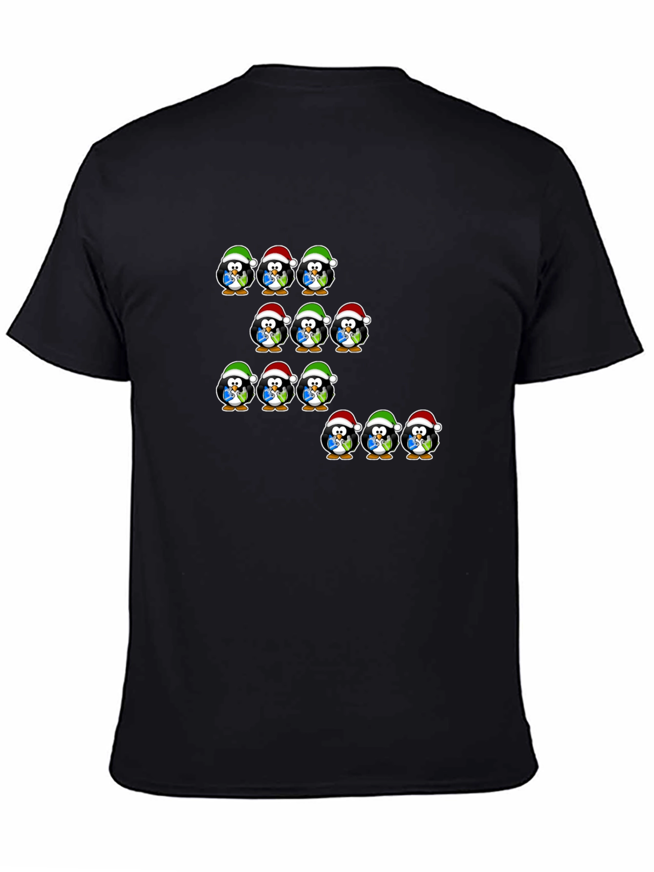 Festive Penguin Santa Hat T-Shirt - Holiday Cheer