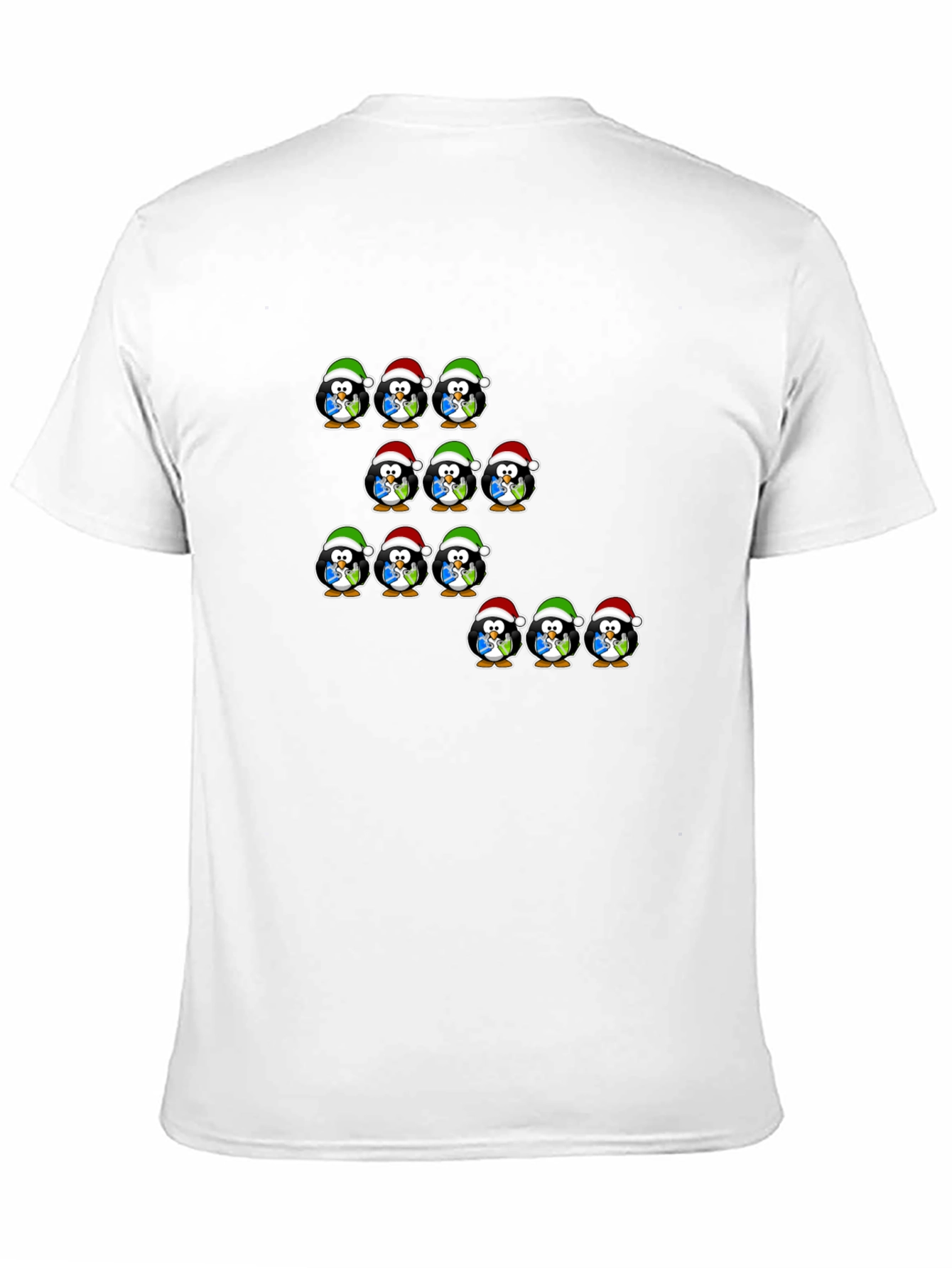 Festive Penguin Santa Hat T-Shirt - Holiday Cheer