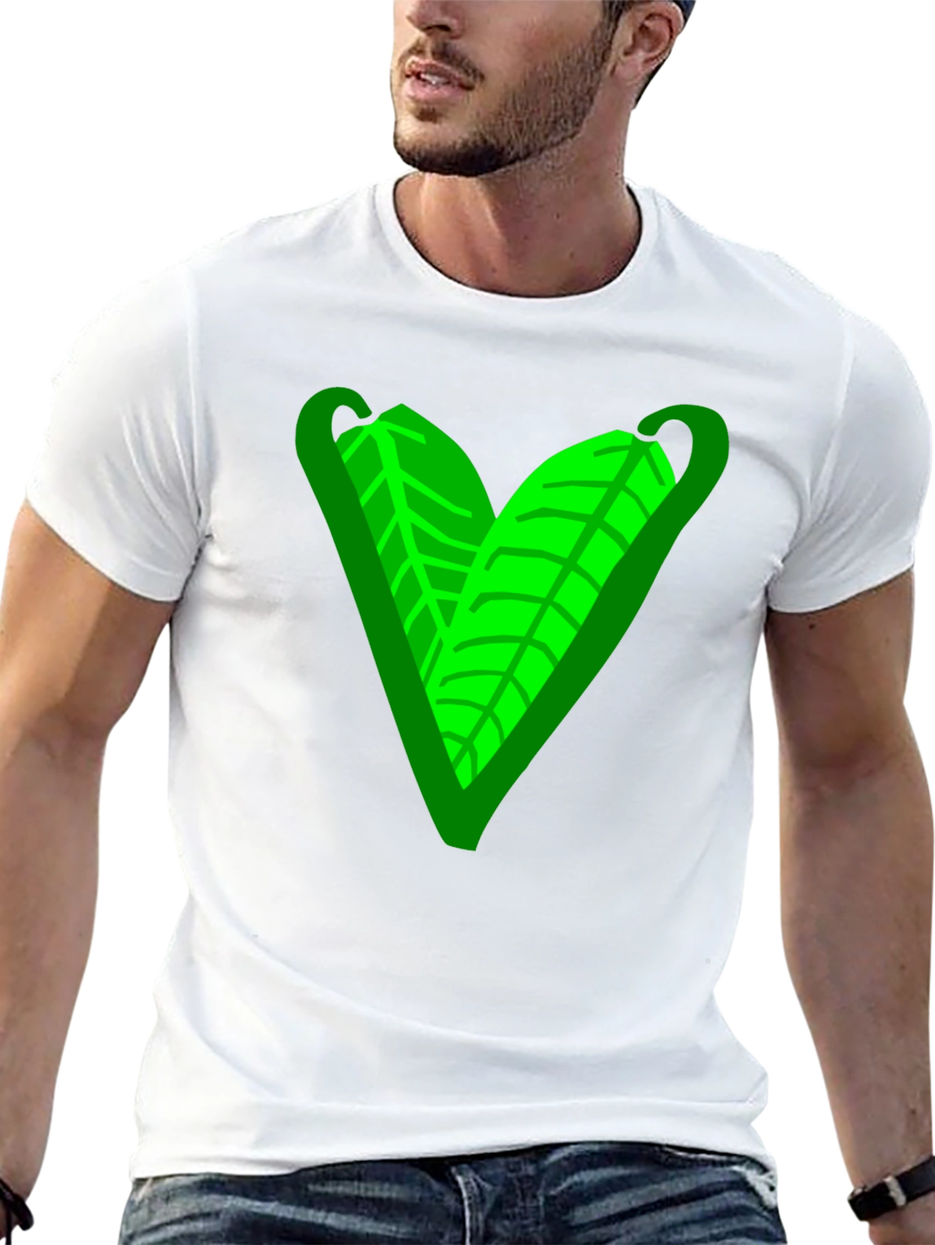 Green Leaf Heart Graphic Tee - Casual Comfort