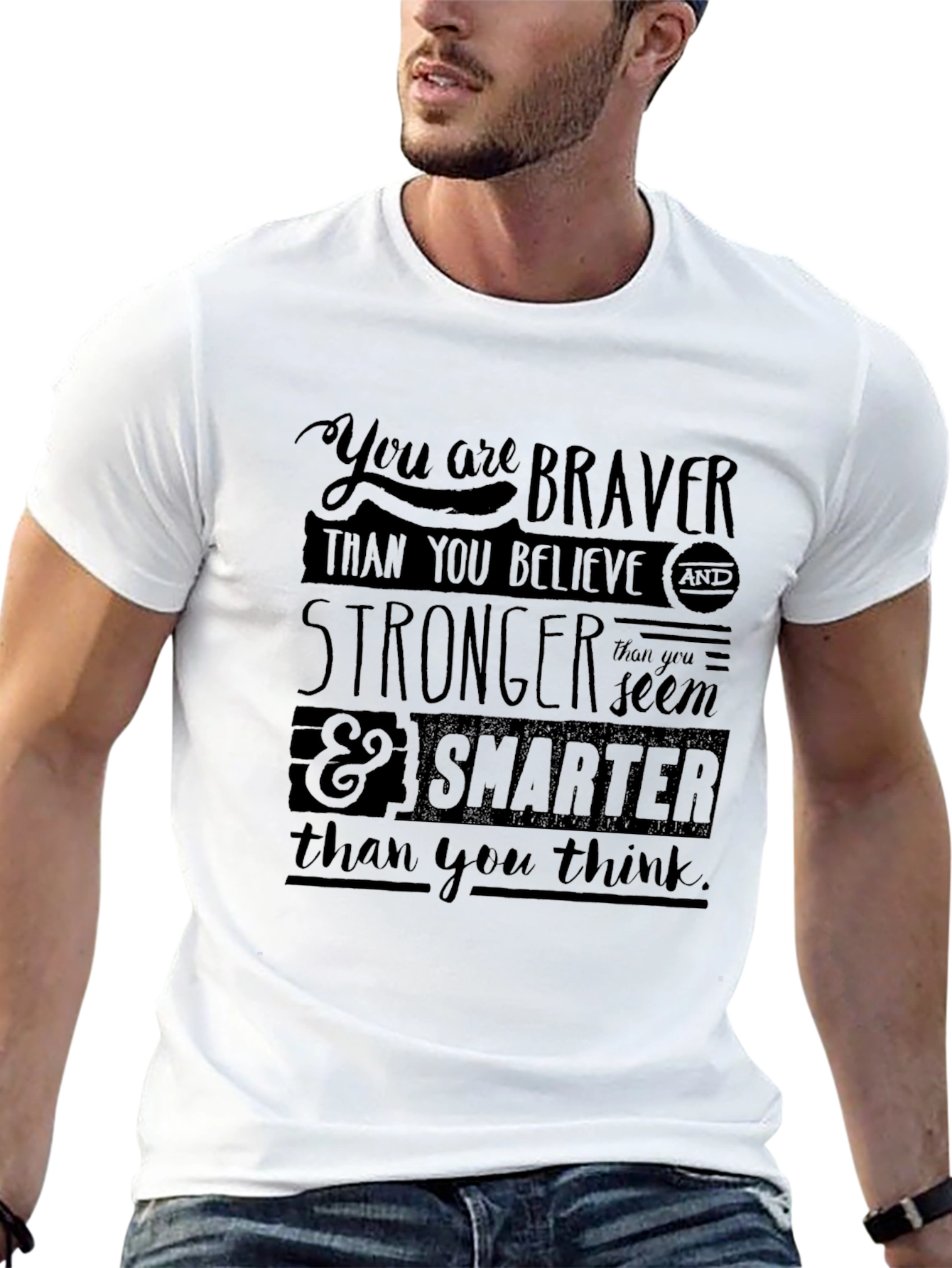 Inspirational Graphic Tee - Braver Stronger Smarter
