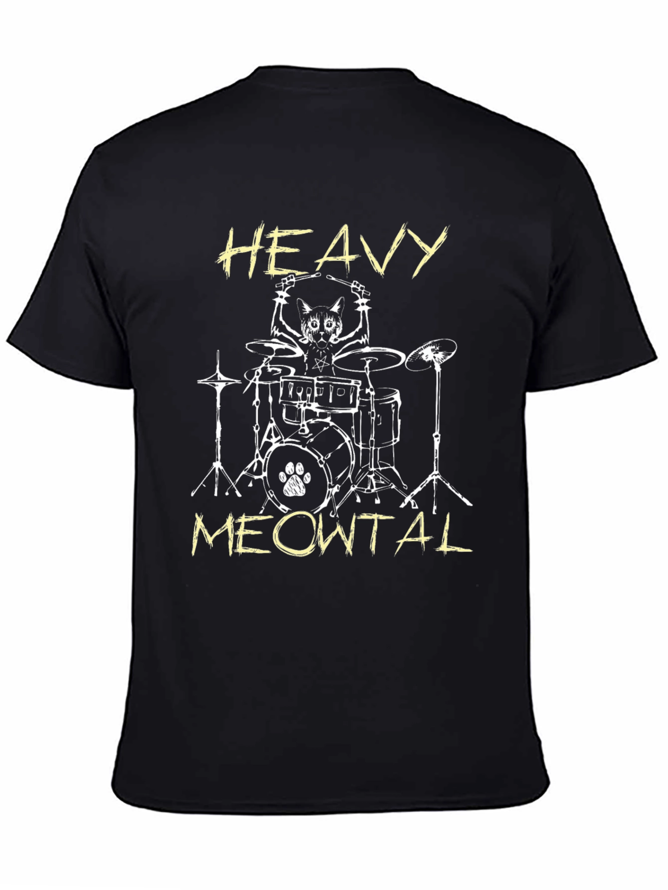 Heavy Meowtal Cat Drummer T-Shirt