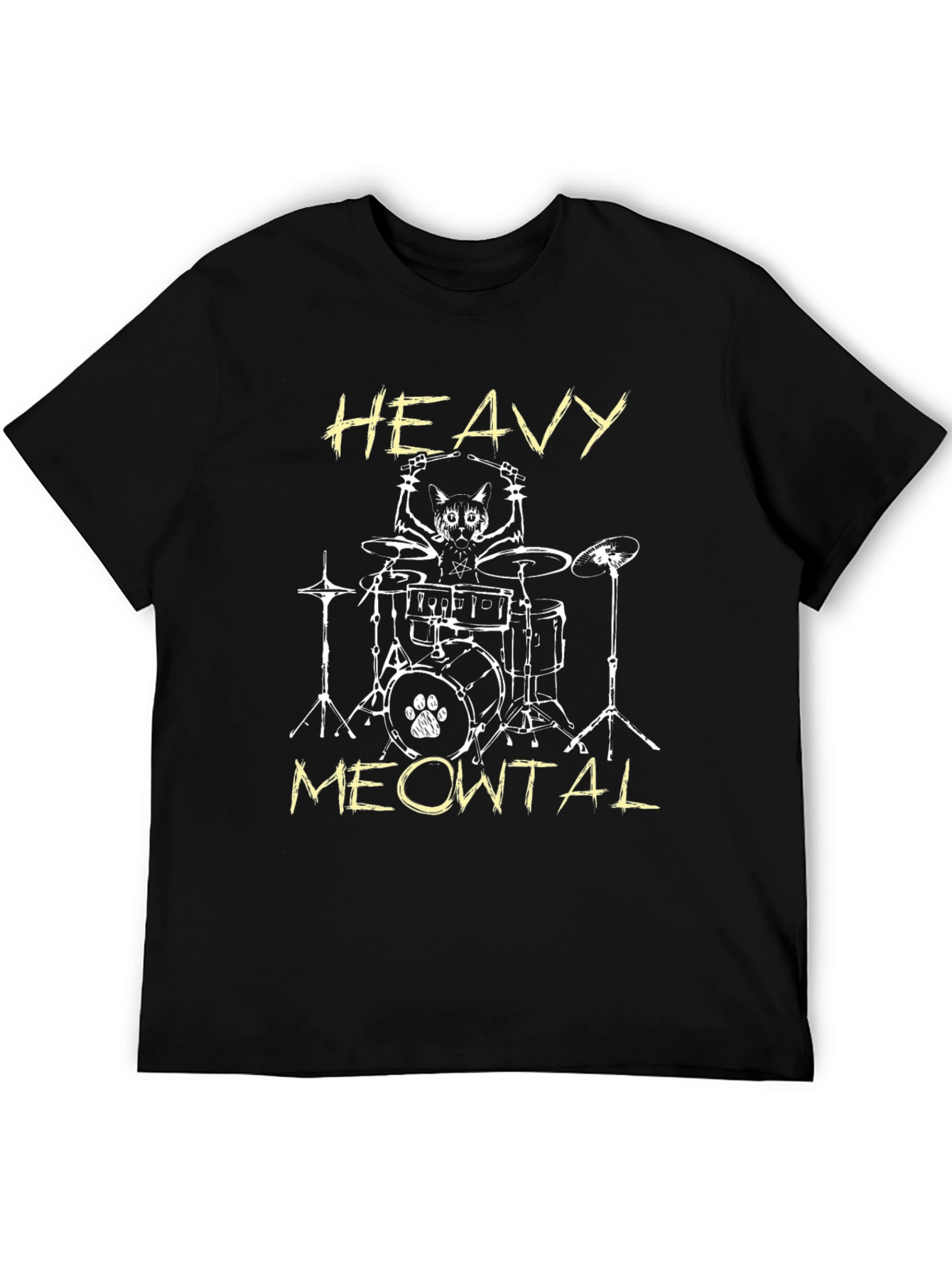 Heavy Meowtal Cat Drummer T-Shirt