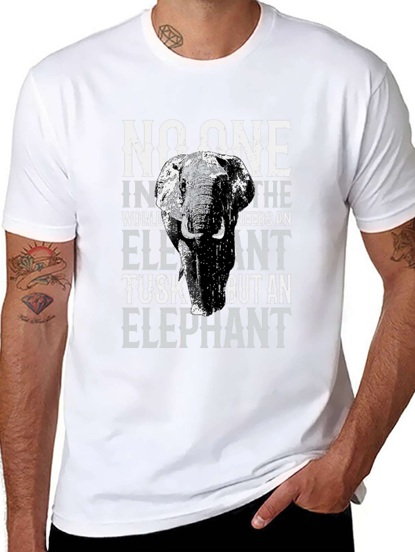 Elephant Tusk Graphic Print Tee - Black