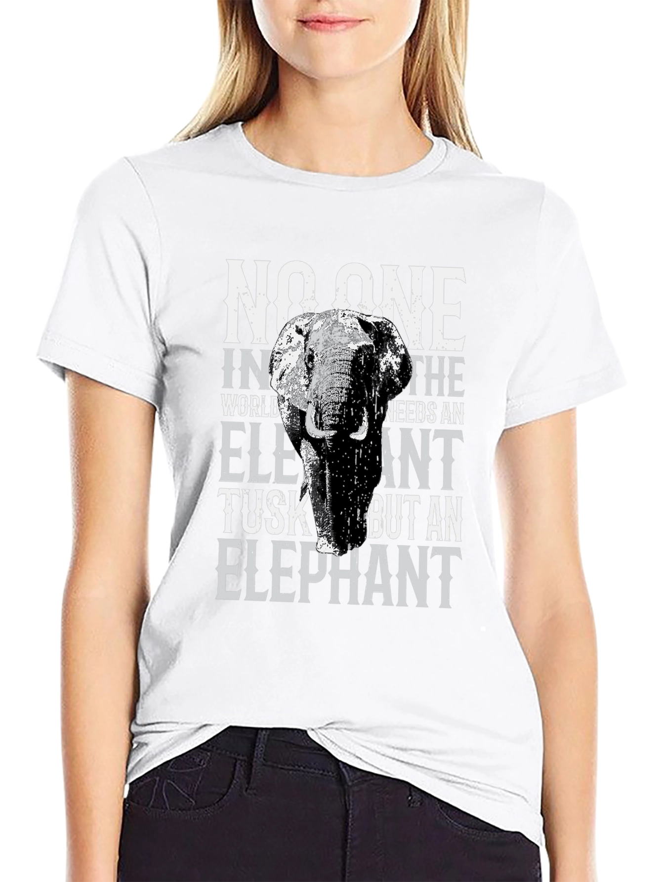 Elephant Tusk Graphic Print Tee - Black