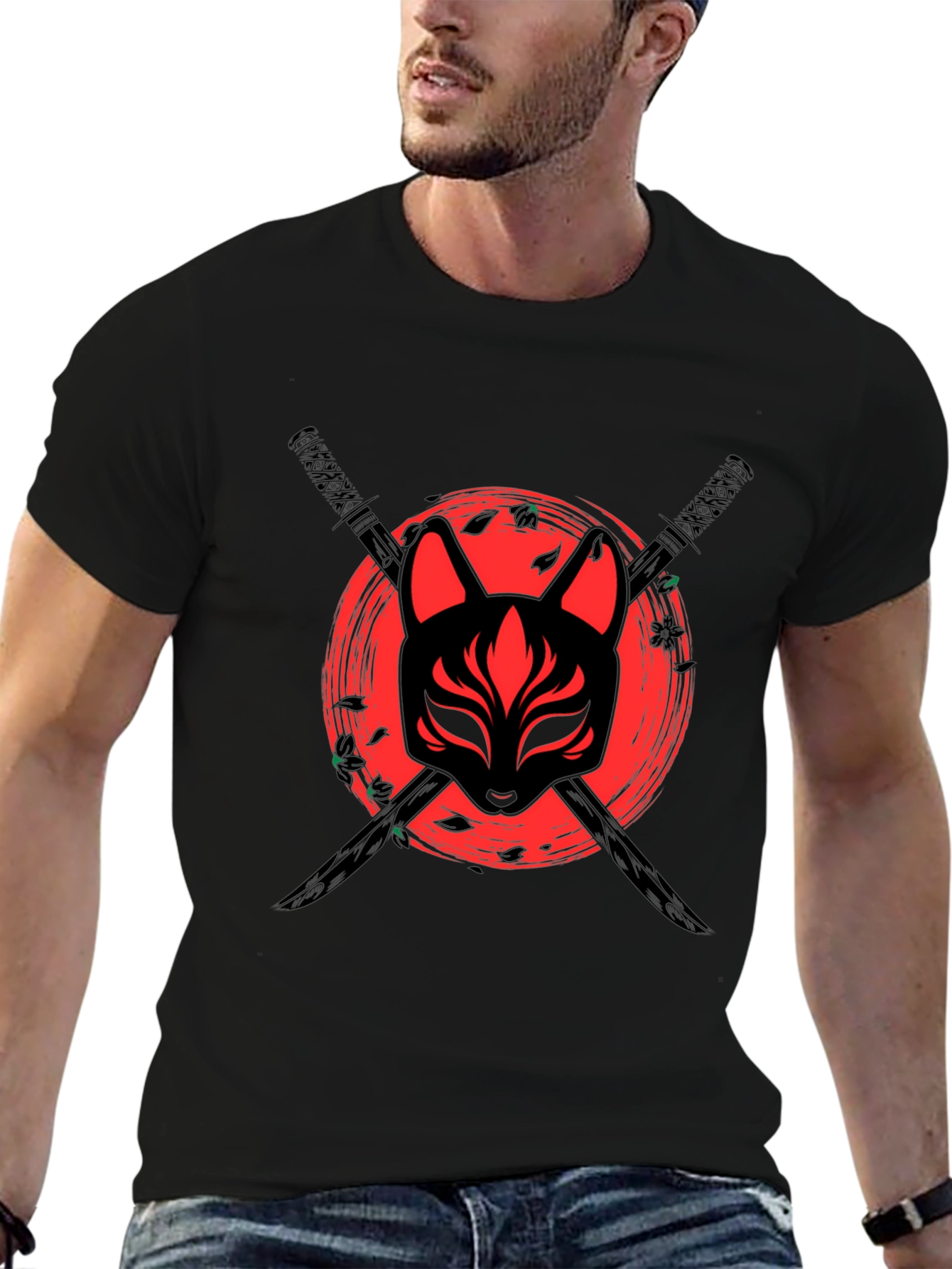 Samurai Fox Mask Graphic T-Shirt