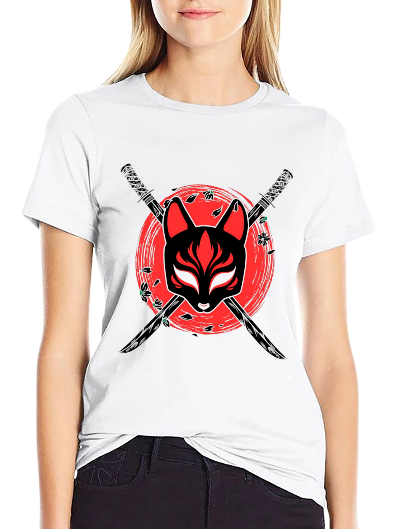 Samurai Fox Mask Graphic T-Shirt