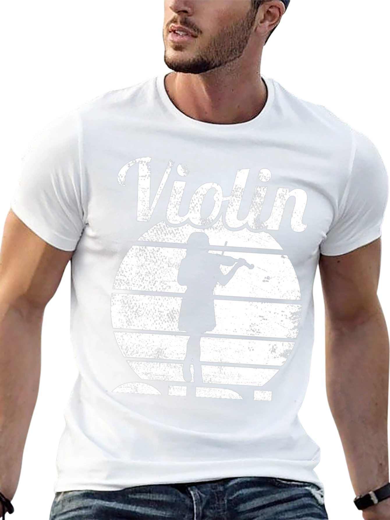 Violin Player Silhouette Black T-Shirt