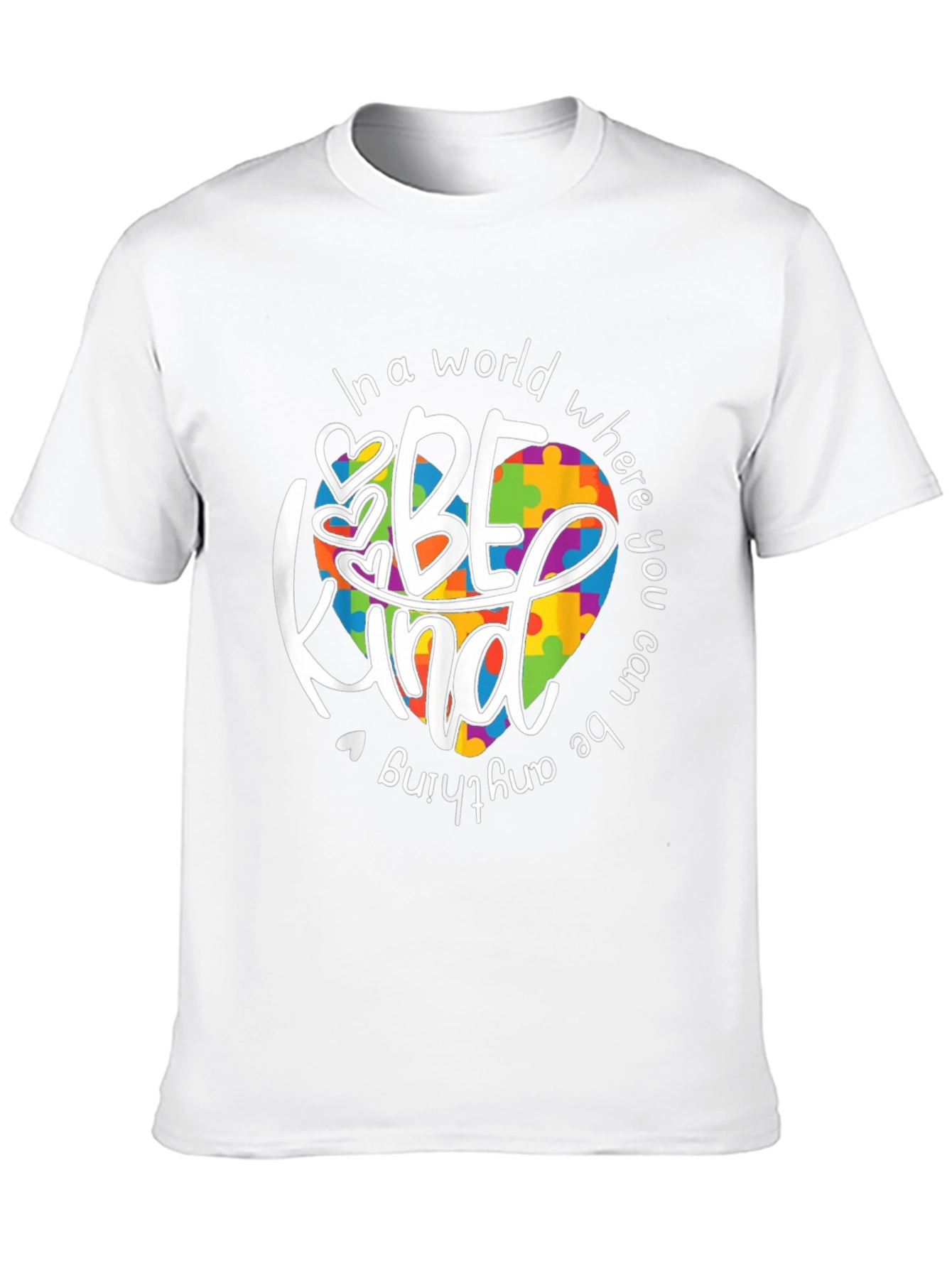 Be Kind Autism Awareness T-Shirt - Puzzle Heart Design