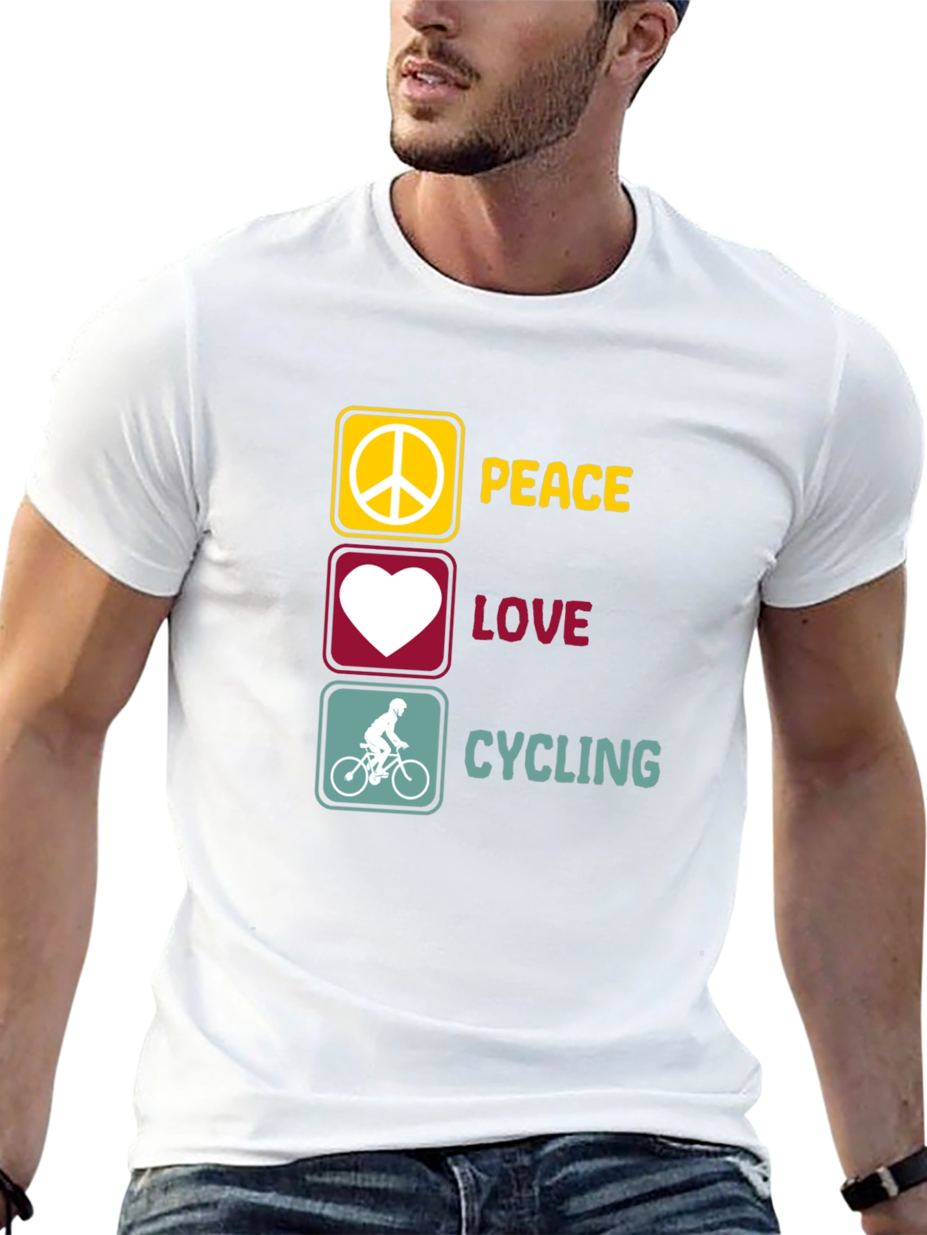 Peace Love Cycling Graphic T-Shirt - Black