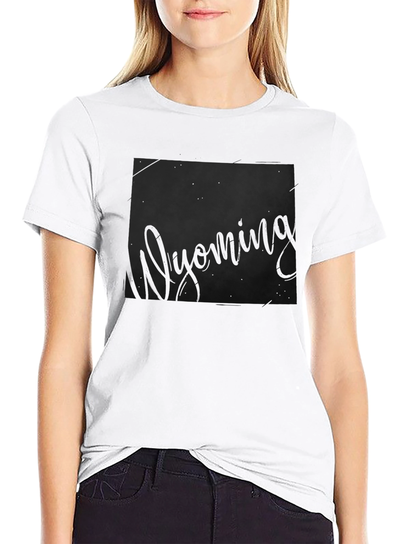 Wyoming State Outline Graphic Print T-Shirt