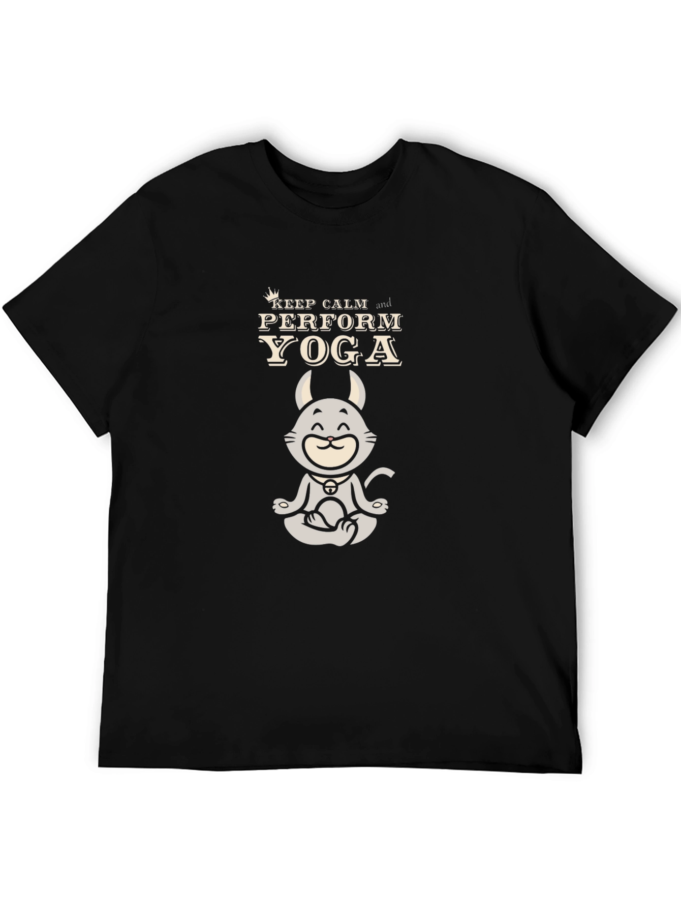 Keep Calm Yoga T-Shirt - Meditating Cat Graphic Tee