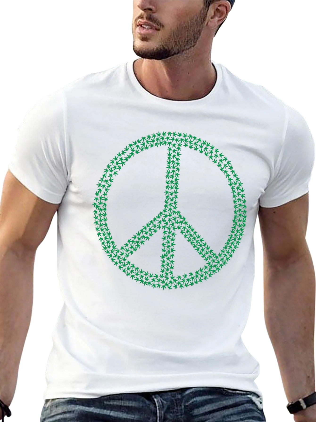 Peace Sign Marijuana Leaf Graphic Tee