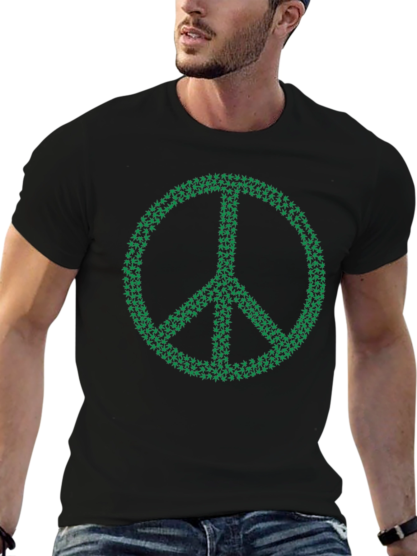 Peace Sign Marijuana Leaf Graphic Tee