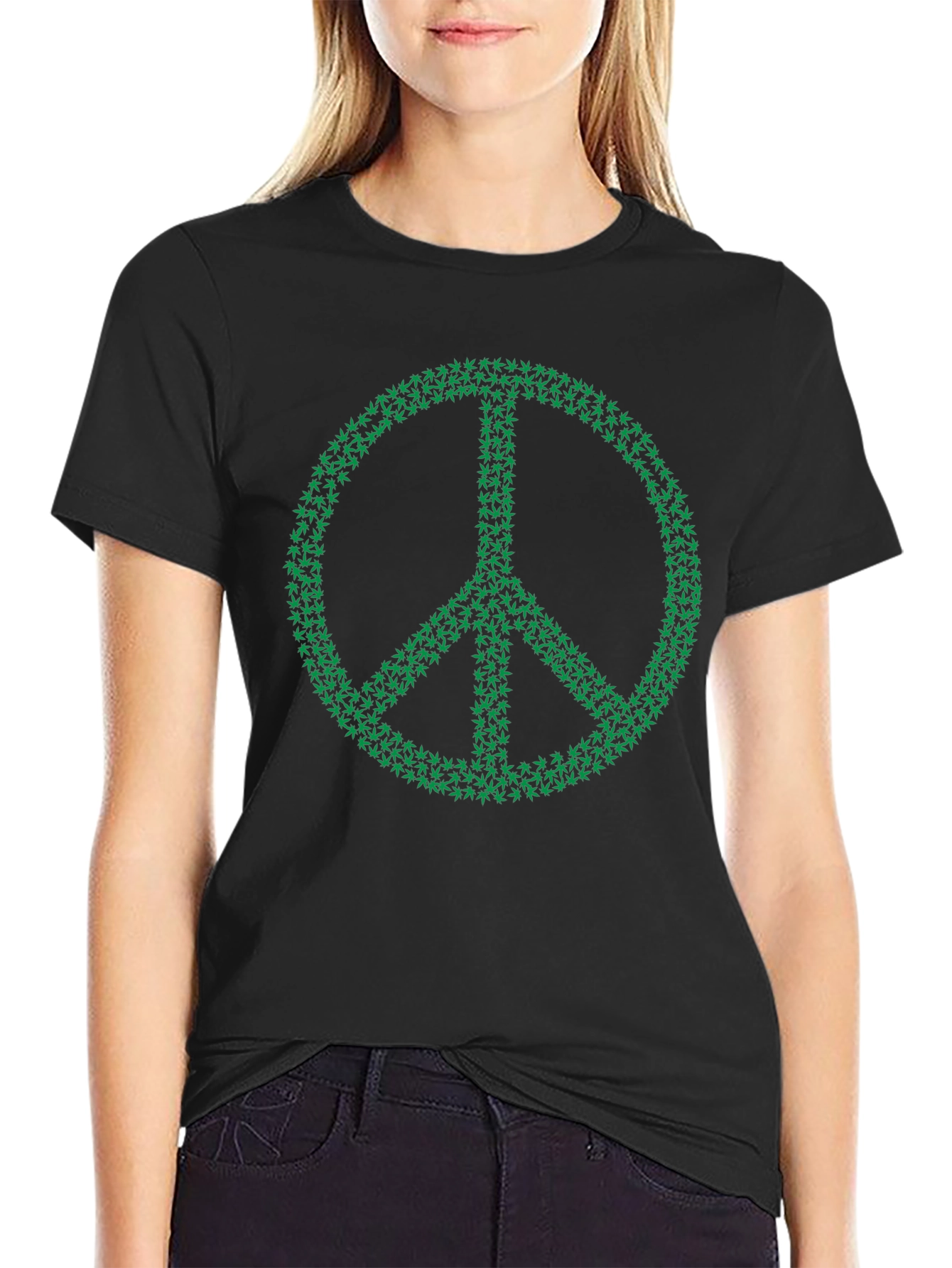 Peace Sign Marijuana Leaf Graphic Tee
