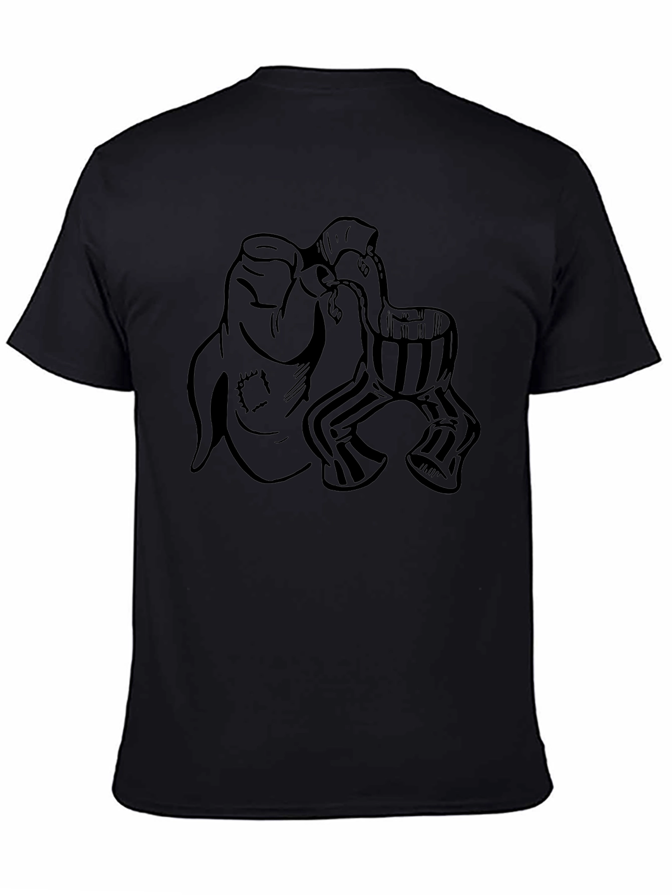 Mens Black Graphic Tee - Funky Character Design