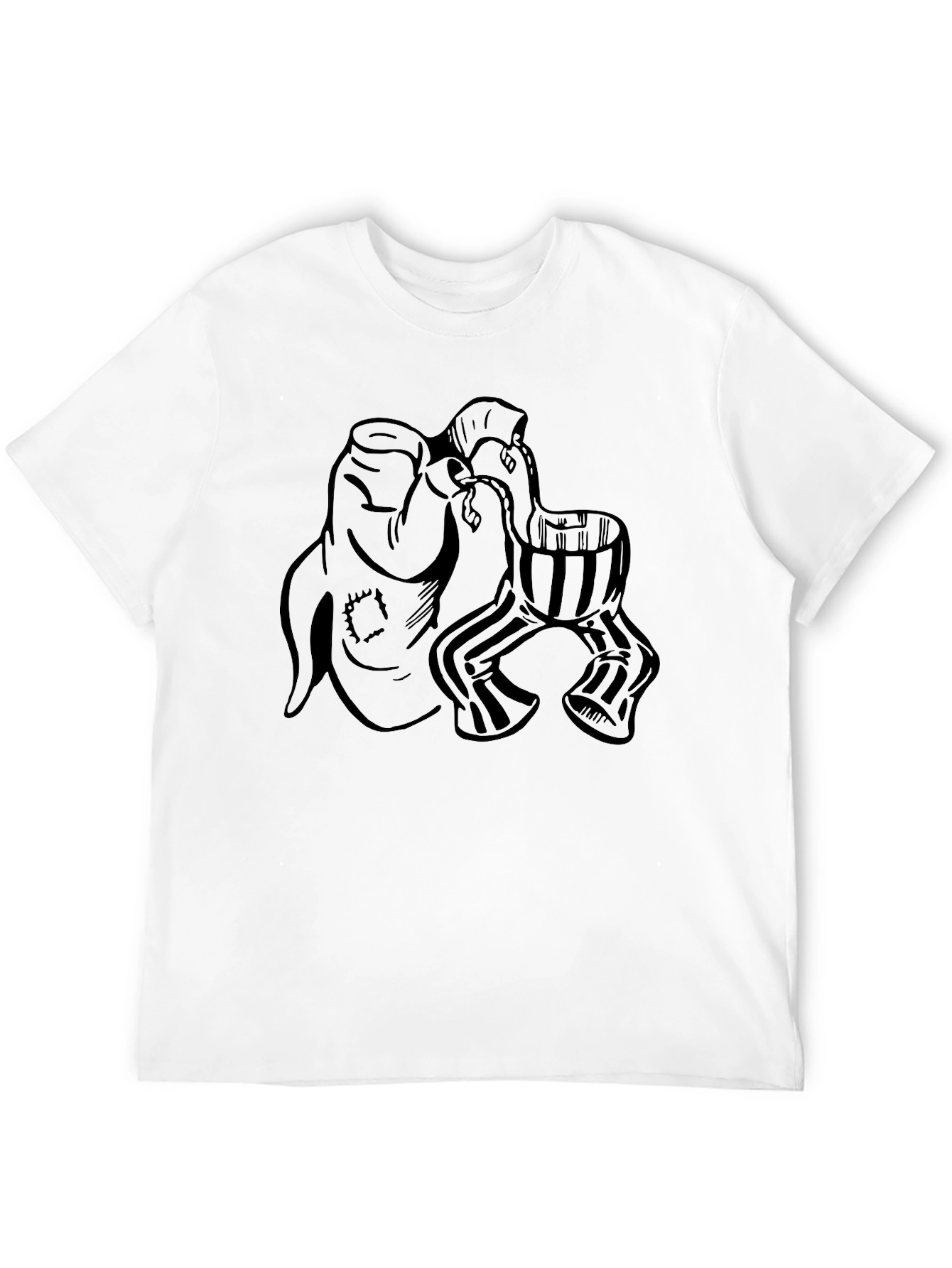 Mens Black Graphic Tee - Funky Character Design
