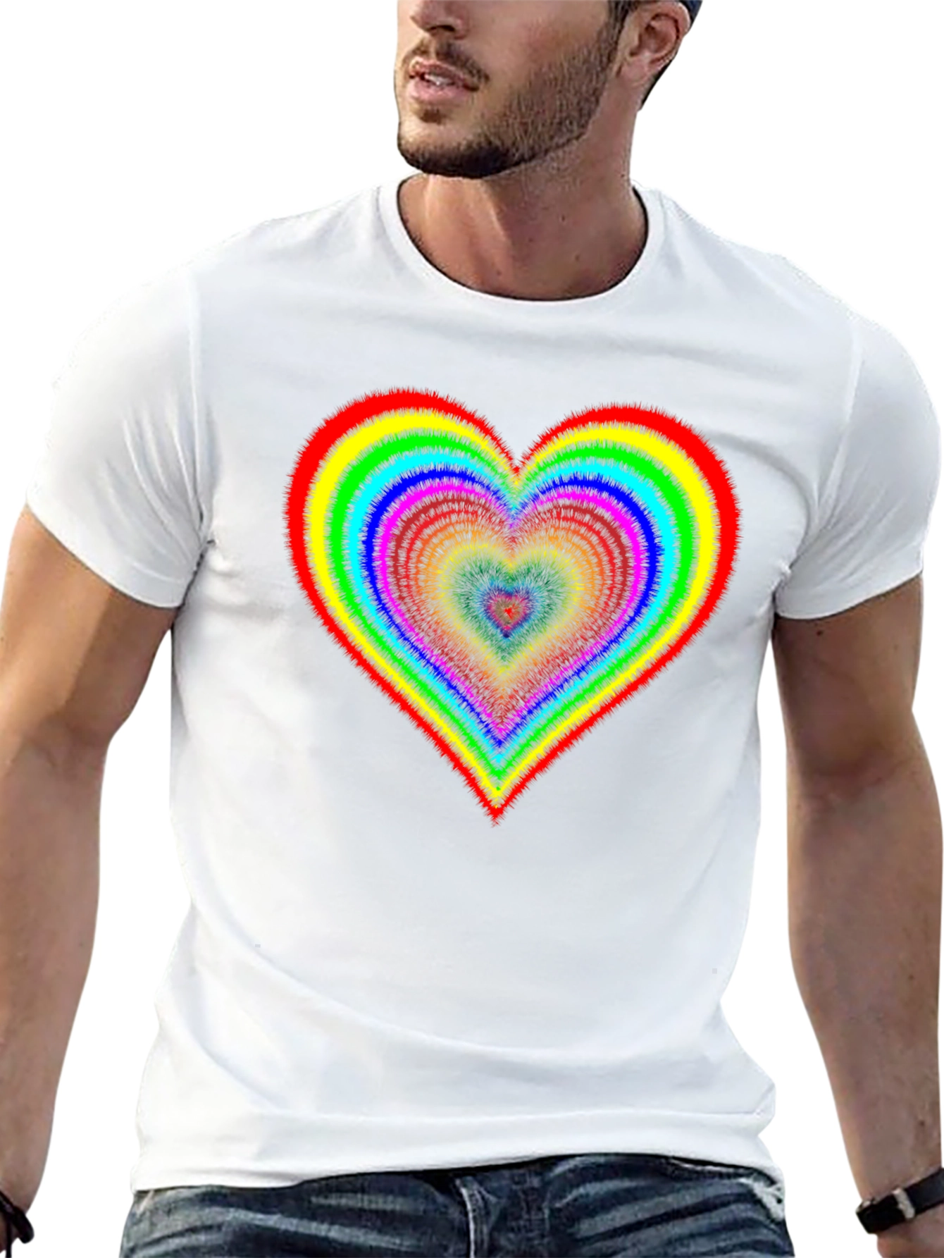 Rainbow Heart Graphic Black T-Shirt