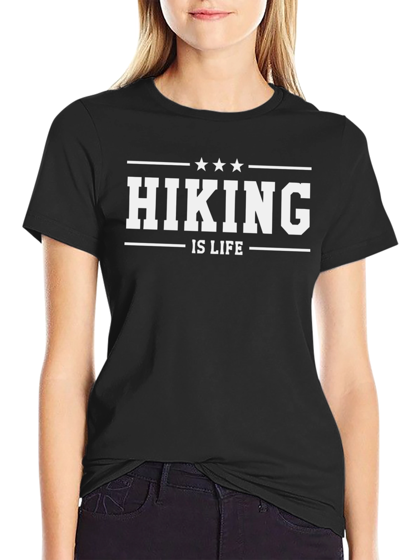 Hiking is Life Graphic T-Shirt - Black