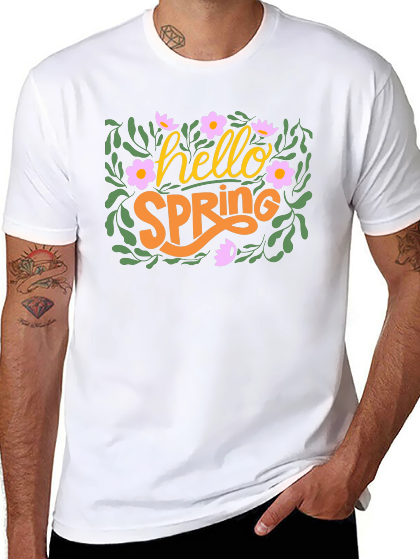 Hello Spring Floral Graphic T-Shirt