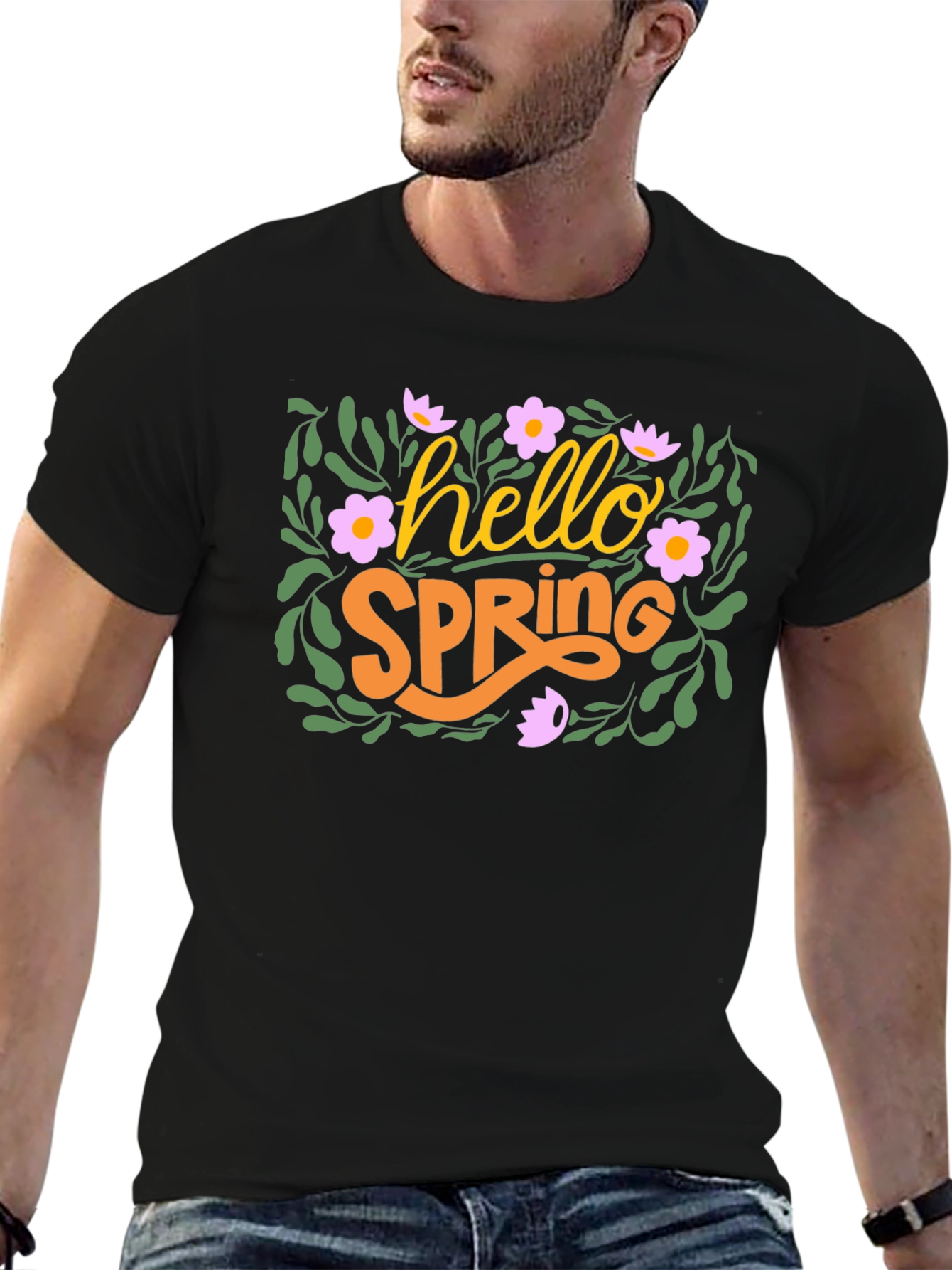 Hello Spring Floral Graphic T-Shirt