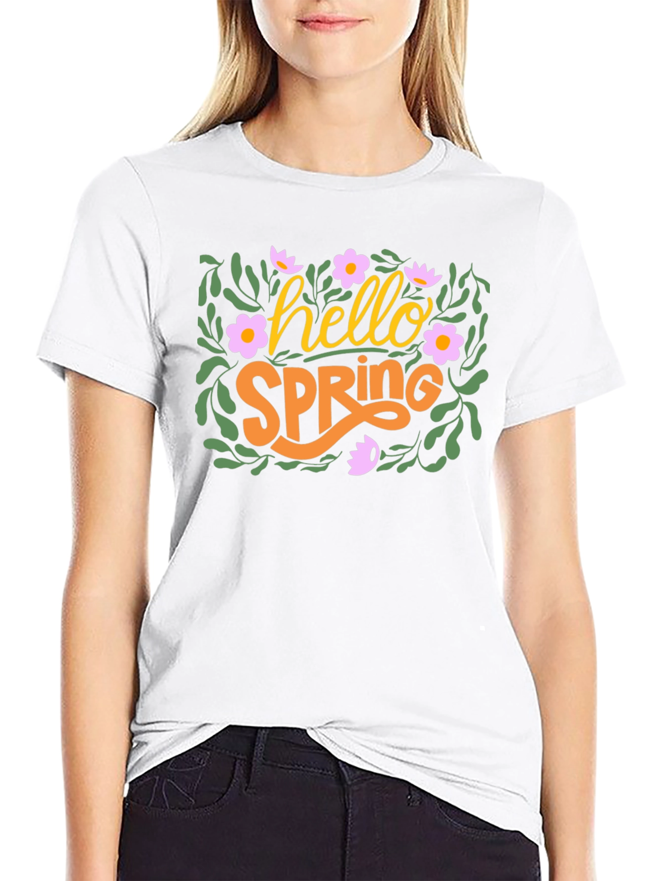 Hello Spring Floral Graphic T-Shirt
