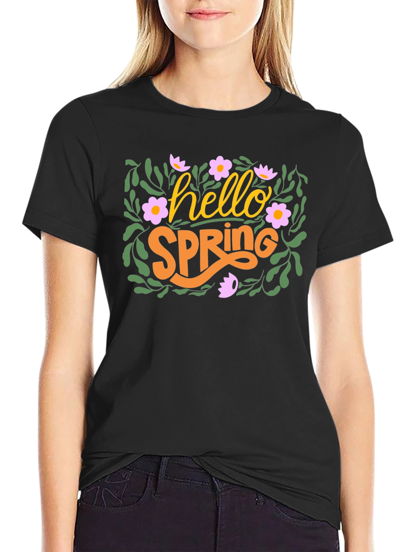 Hello Spring Floral Graphic T-Shirt
