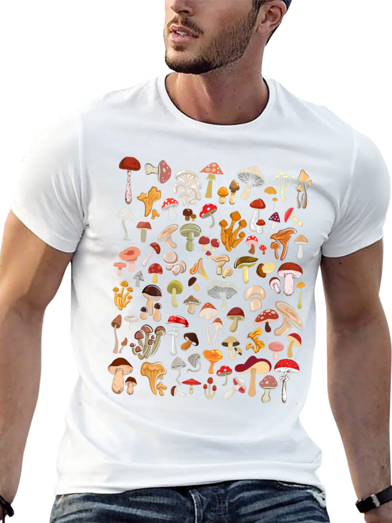 Mushroom Graphic Print Tee - Unisex Casual Top