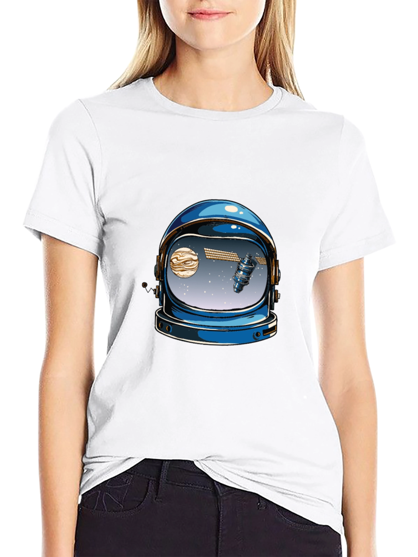 Astronaut Helmet Graphic Tee - Space Lover T-Shirt