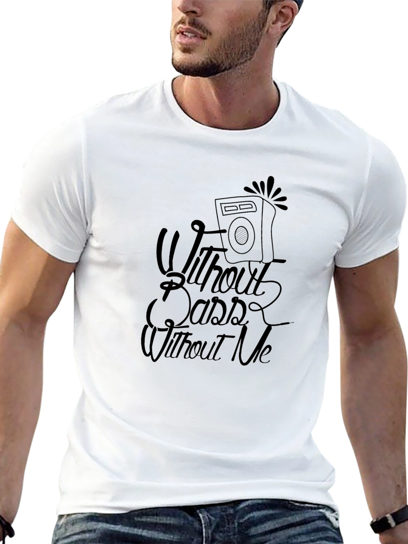 Without Bass Without Me Black Graphic T-Shirt