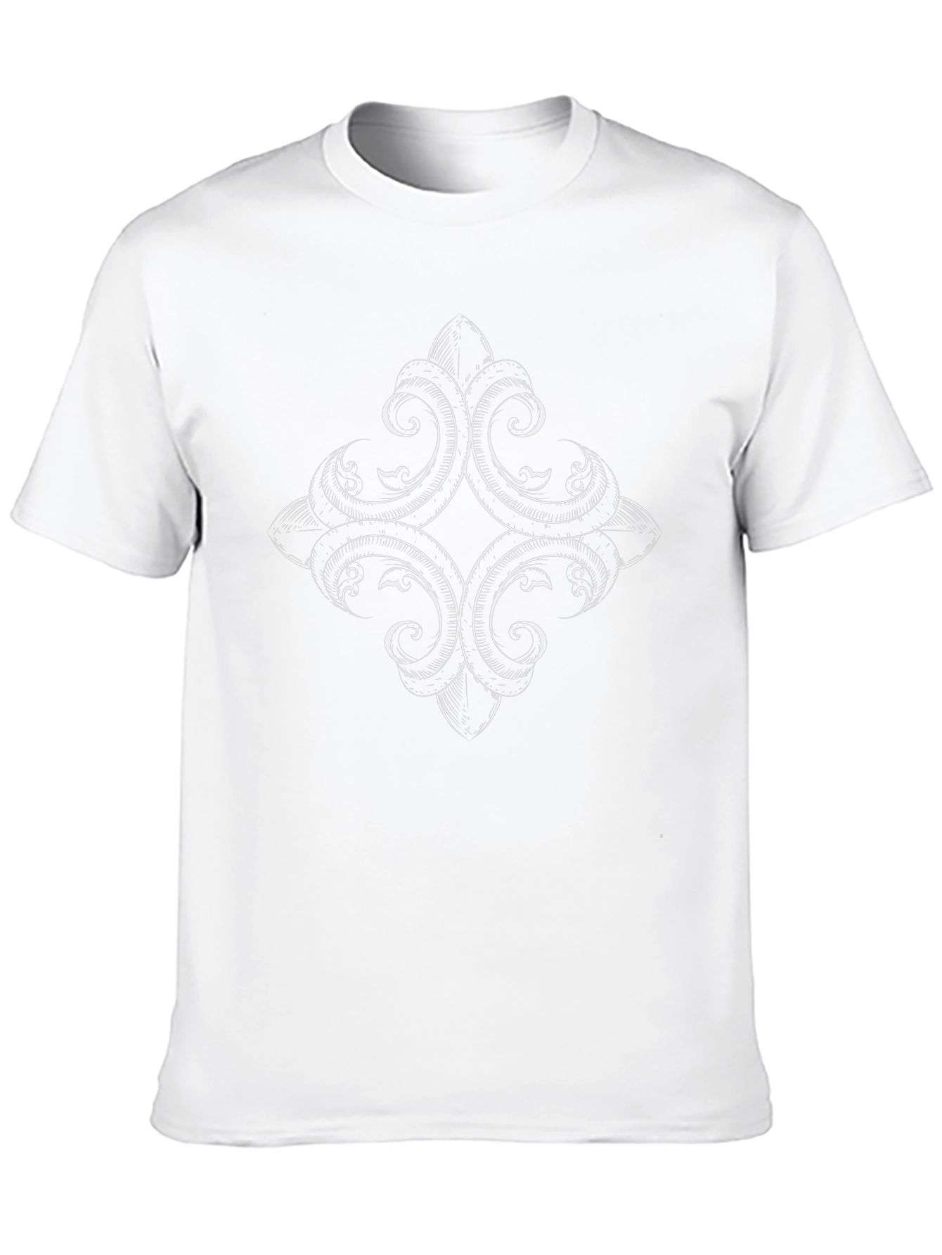 Elegant Black Tee with Ornamental Diamond Design