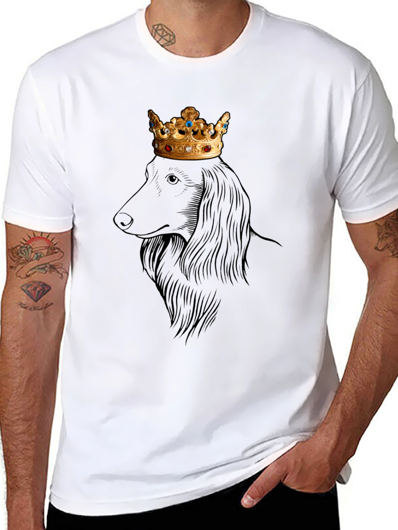 King Dachshund Graphic Tee - Regal Dog T-Shirt