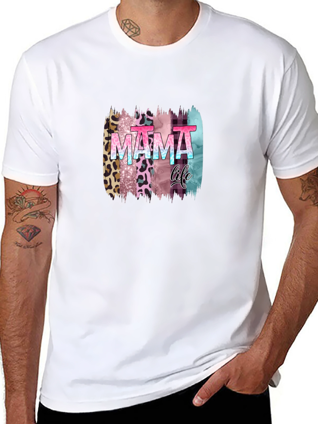 Mama Life Leopard Brush Stroke Graphic Tee