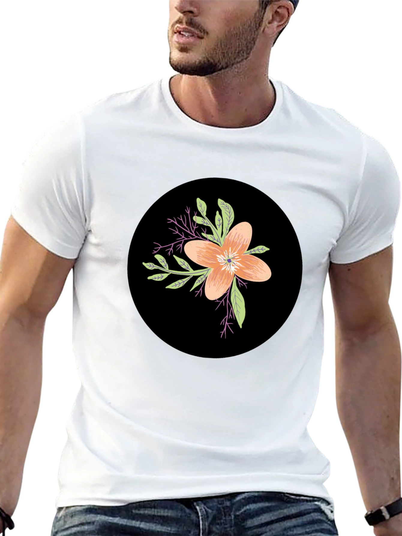 Floral Graphic Black T-Shirt