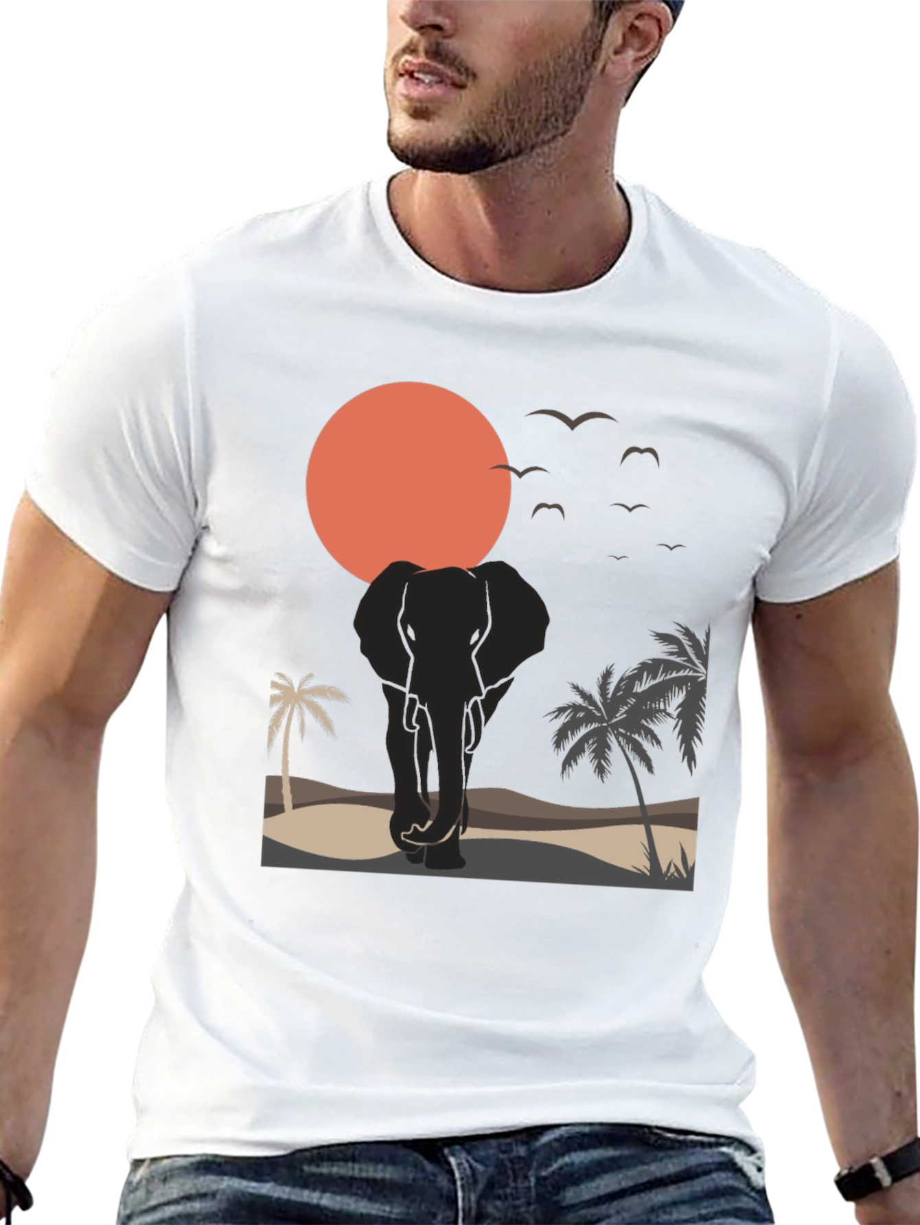 Elephant Sunset Graphic Tee - Wildlife T-Shirt