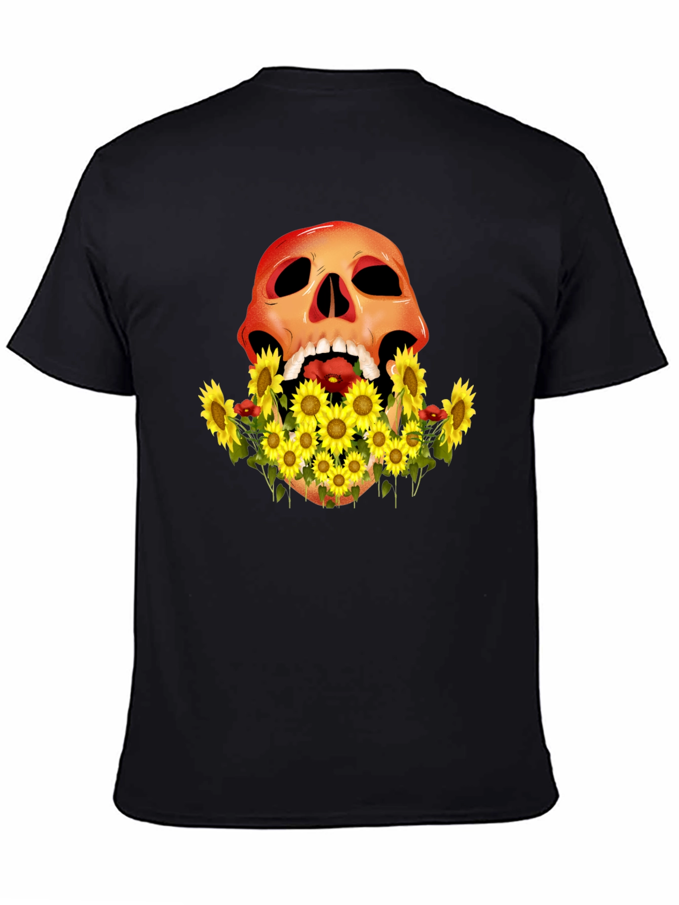 Skull & Sunflower Graphic Tee - Mens Black T-Shirt