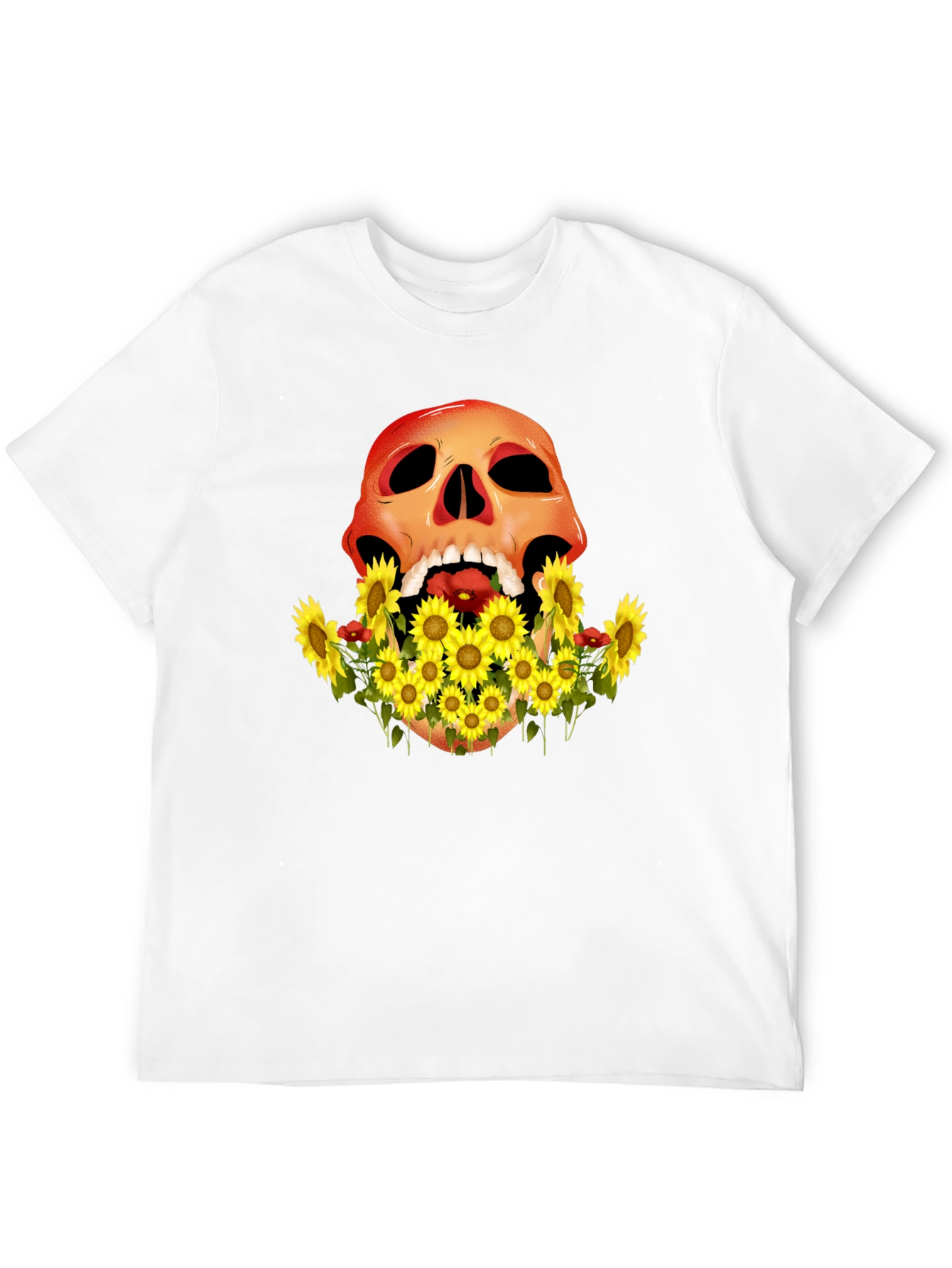 Skull & Sunflower Graphic Tee - Mens Black T-Shirt