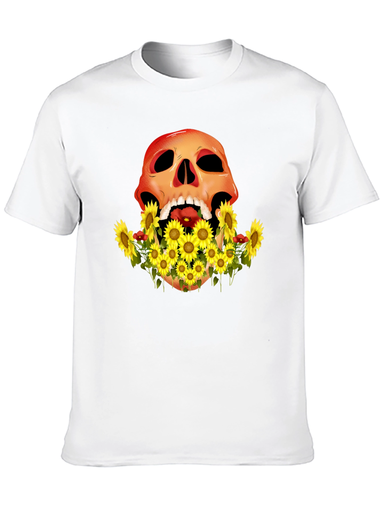 Skull & Sunflower Graphic Tee - Mens Black T-Shirt